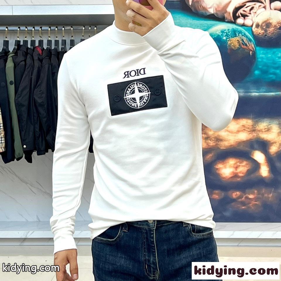 人気 DIOR AND STONE ISLAND 長袖Tシャツ クリスチャン・ディオール Tシャツ コピー ホワイト-1