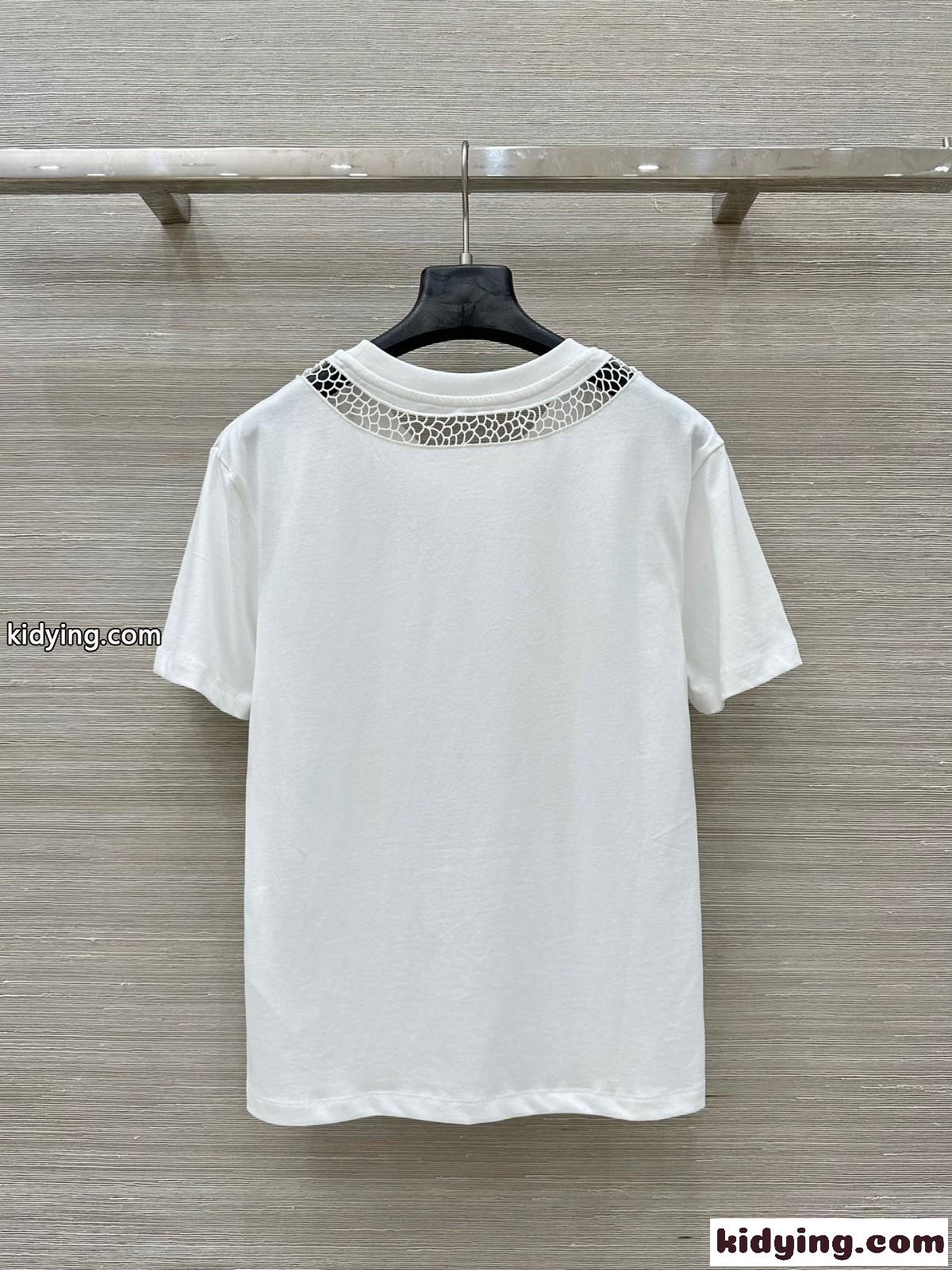 コットンジャージー ギピュールTシャツ クロエ Tシャツ スーパーコピー クルーネック-5