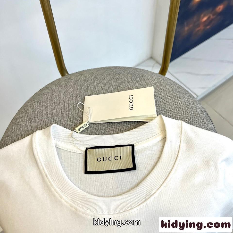 快適 コットン Tシャツ グッチ 半袖Tシャツ コピー クルーネック ホワイト-5