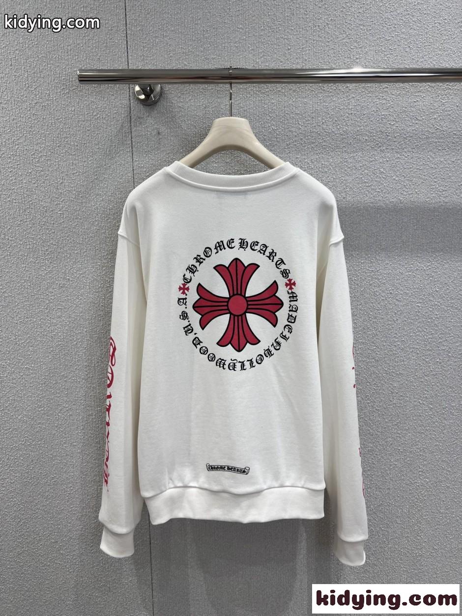 スタイリッシュ プリント コットン スウェットシャツ クロムハーツ Tシャツ 偽物 ホワイト-0