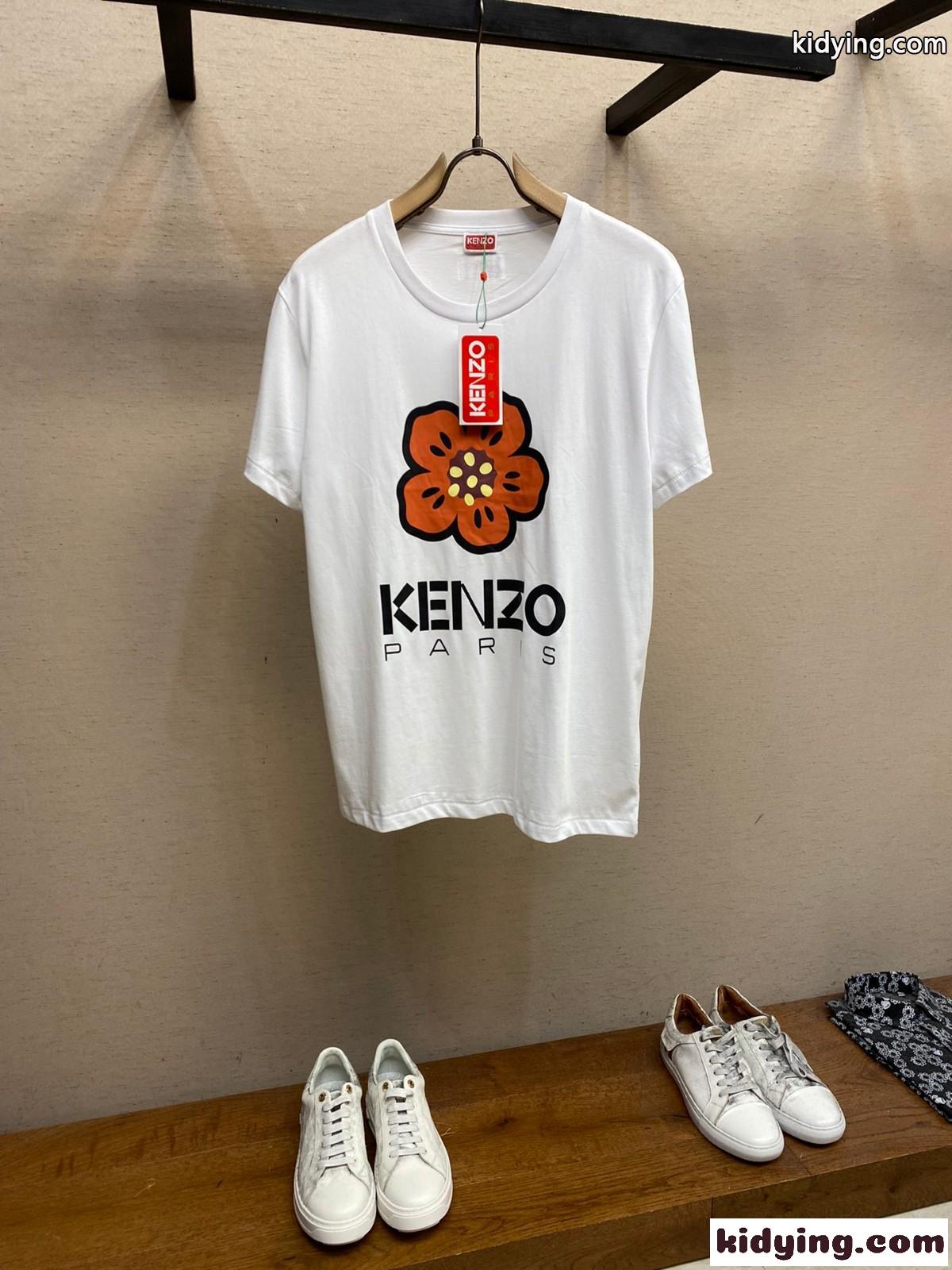 ユニセックス 快適 コットン 半袖Tシャツ ケンゾー Tシャツ コピー クルーネック ホワイト-1