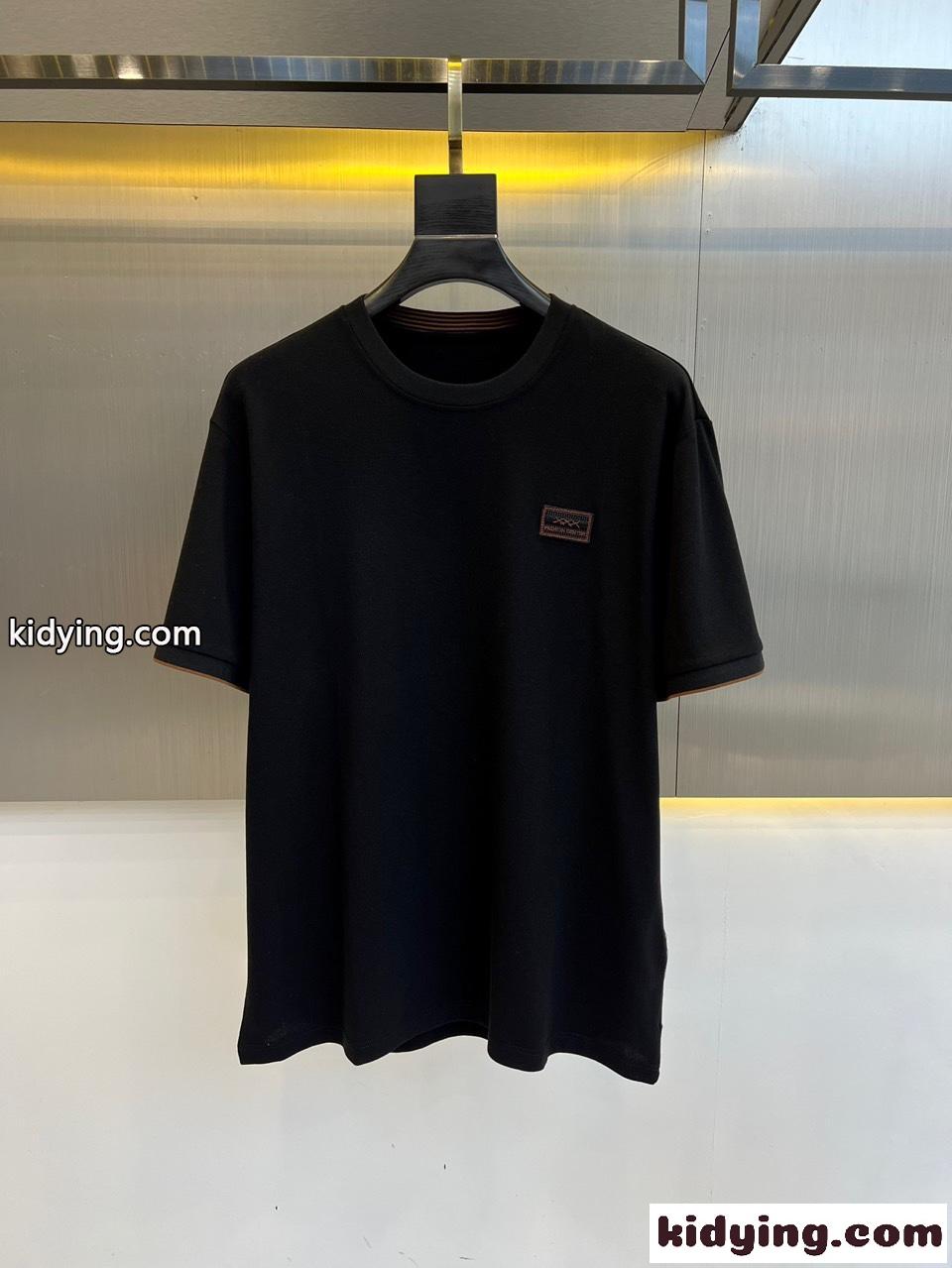 着心地いい エルメネジルド・ゼニア 半袖Tシャツ コピー クルーネック ブラック-0