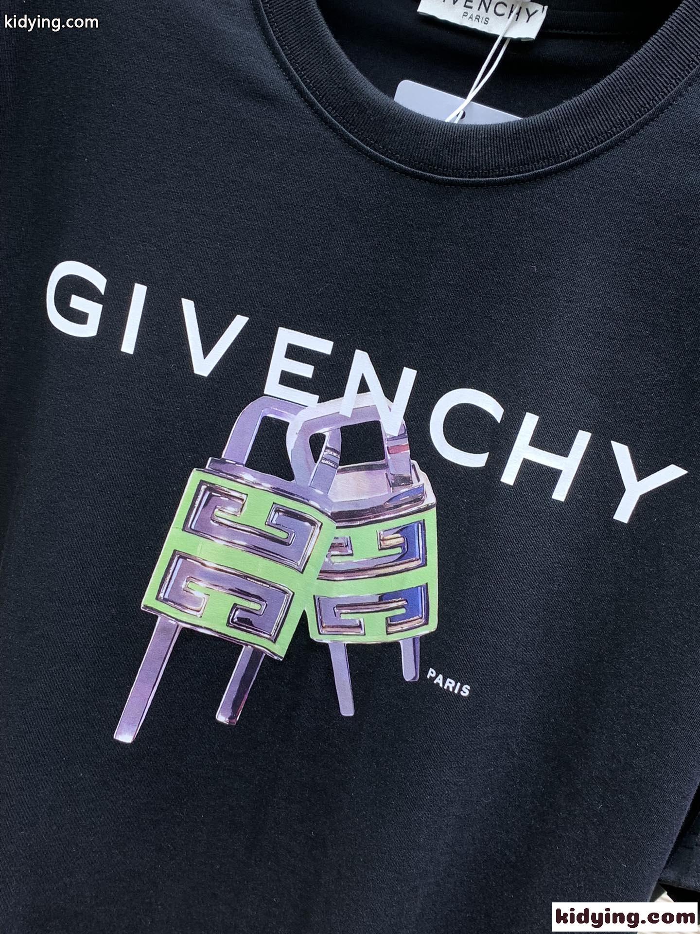 4G ロック プリントコットン 半袖Tシャツ ジバンシィ Tシャツ 偽物 ブラック-2