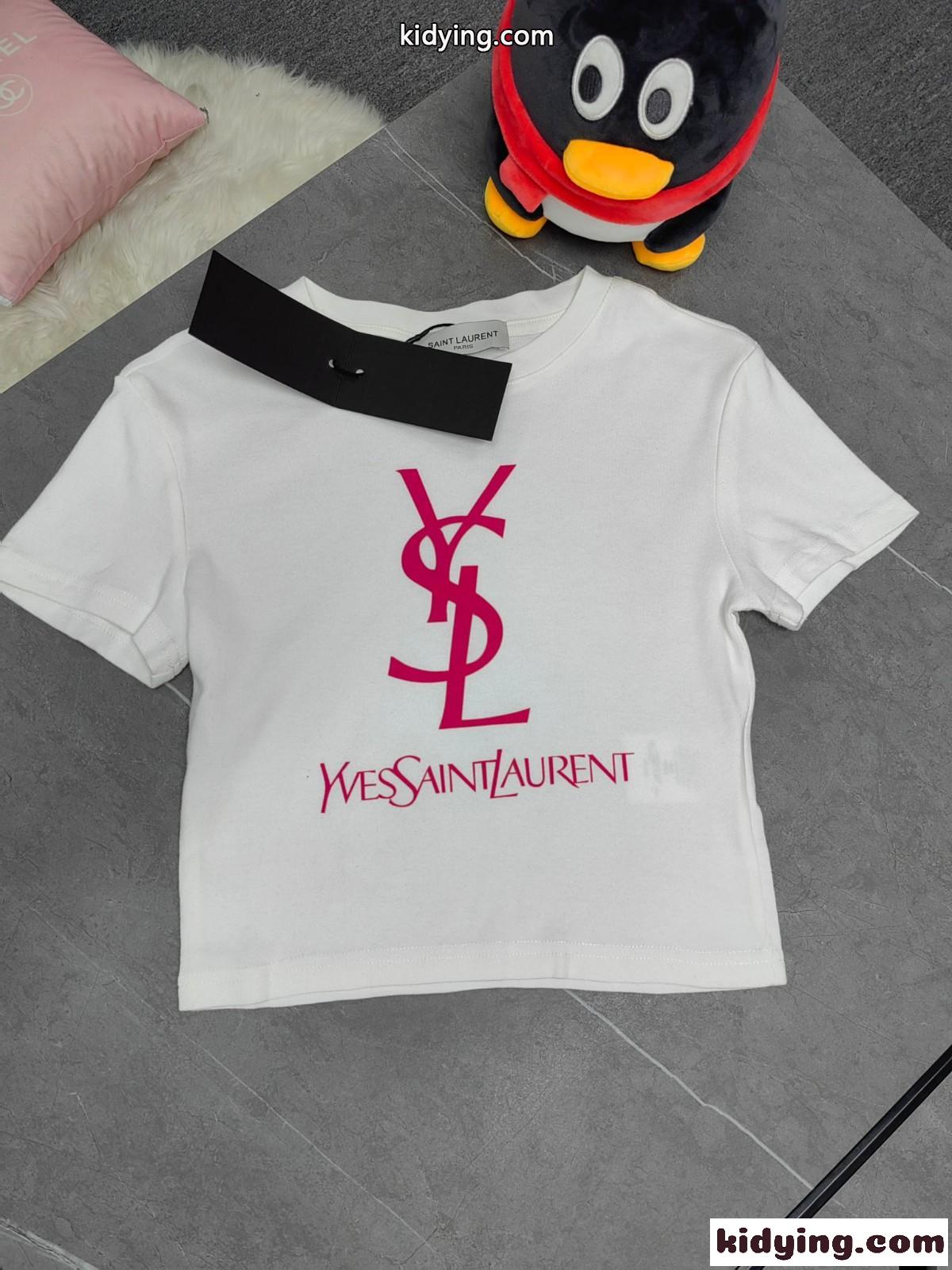 おしゃれ ロゴ プリント イヴ・サンローラン 半袖Tシャツ コピー クルーネック コットン-2