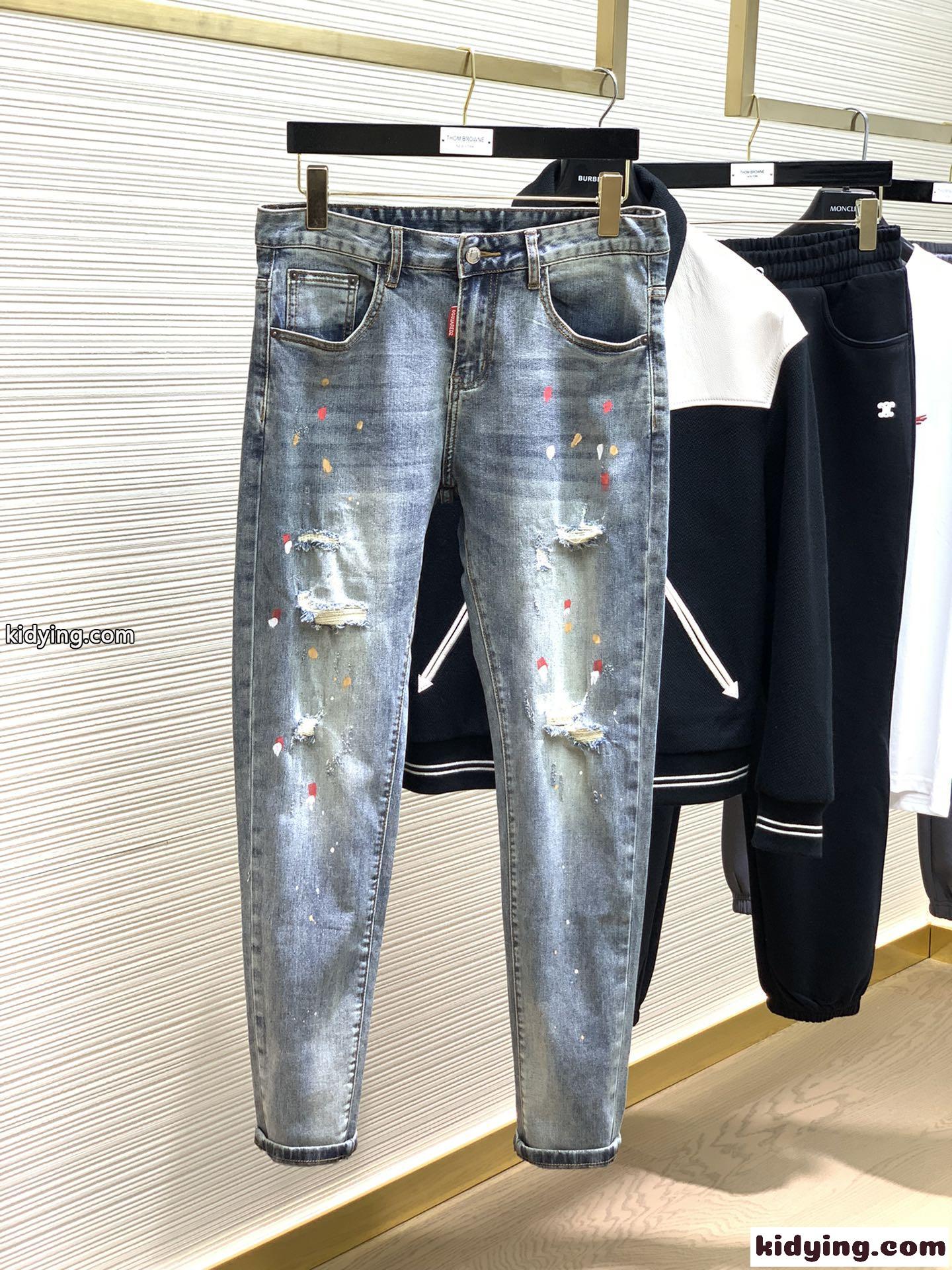 カジュアル ディースクエアード ジーンズ コピー ダメージ加工 メンズ デニムパンツ-0