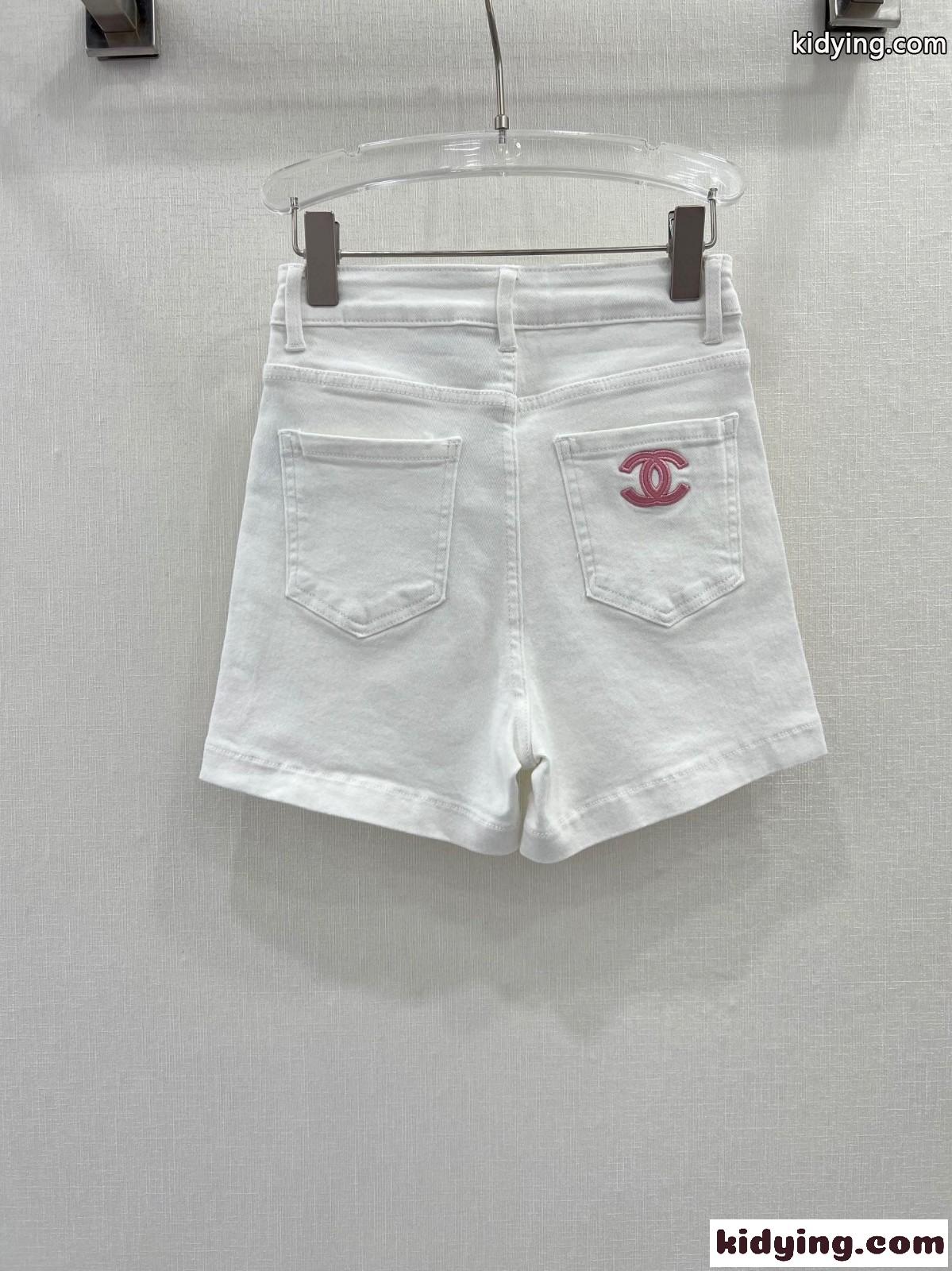 定番 合わせやすい シャネル パンツ コピー レディース デニム ショートパンツ ホワイト-4