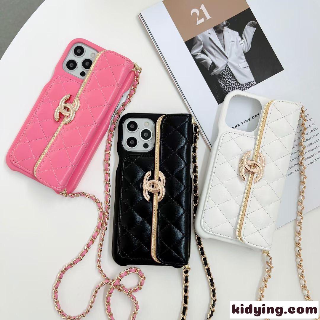 シャネル アイフォンケース コピー 斜め掛け  スマホケース 3色 ホワイトブラックピンク 可愛い-2