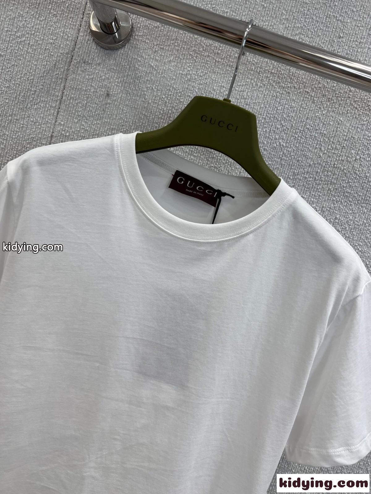 カジュアル プリント グッチ Tシャツ コピー クルーネック トップス ホワイト-2