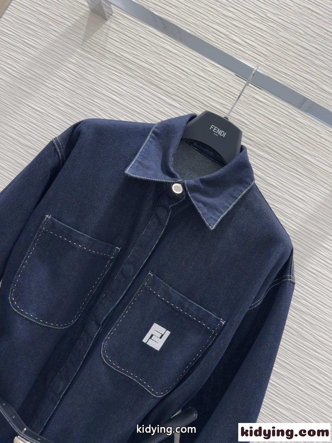 フェンディ シャツ コピー ベルト付き デニムシャツ レディース トップス-2