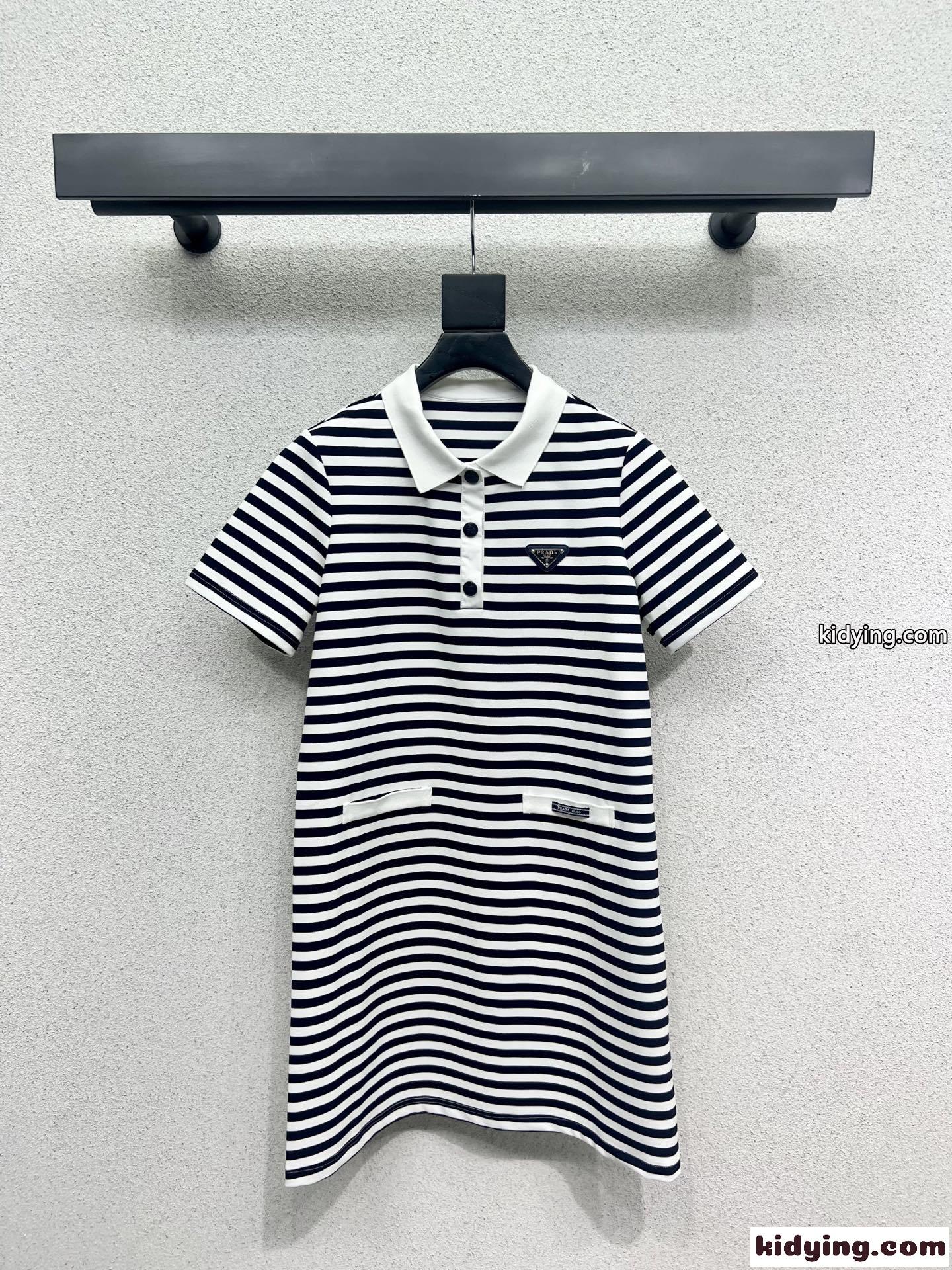 上品 カジュアル ポロ襟 半袖ワンピース プラダ ワンピース 偽物 レディース-2