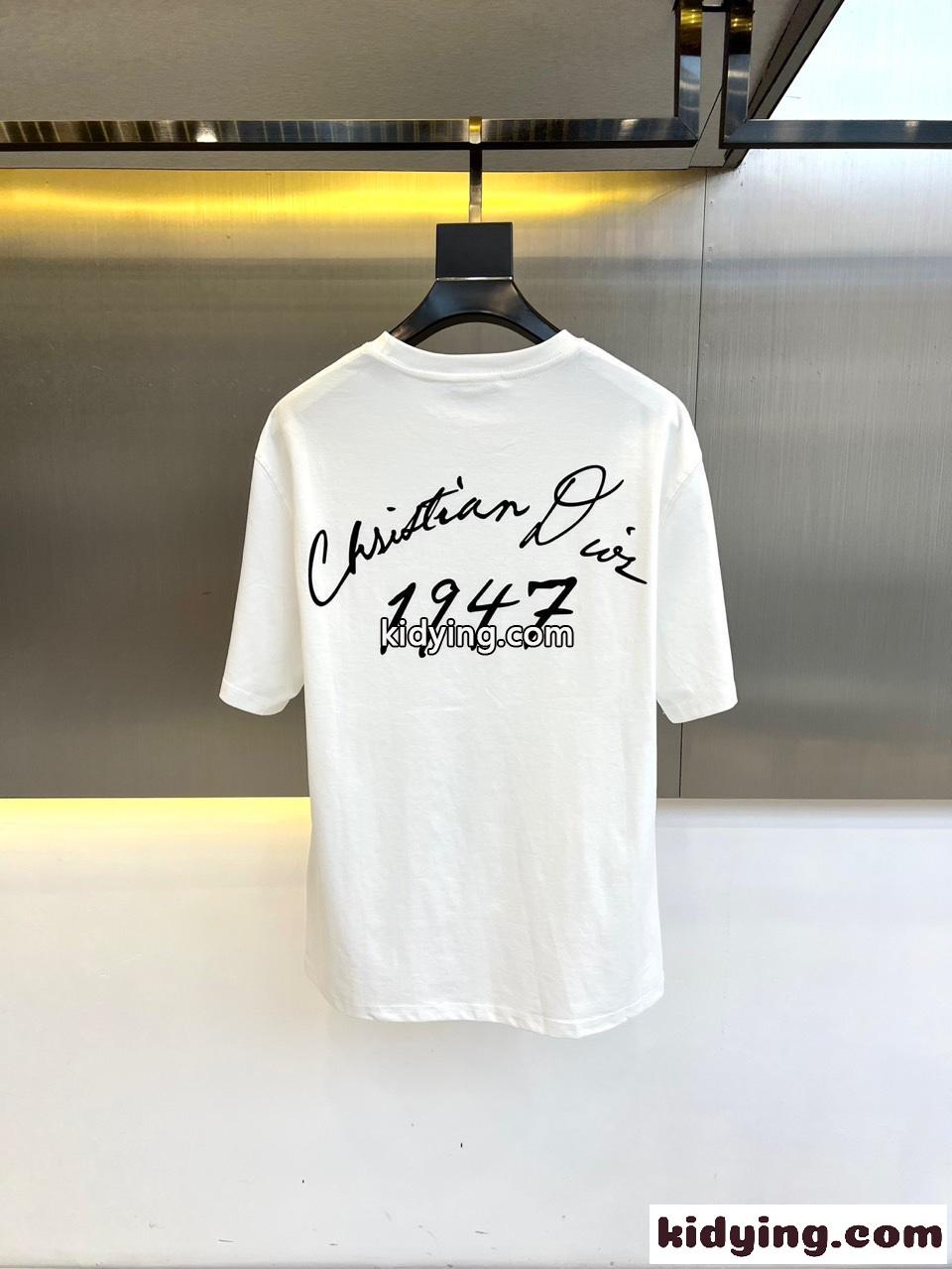 おしゃれ クルーネック ロゴTシャツ クリスチャン・ディオール Tシャツ 偽物 ホワイト-3