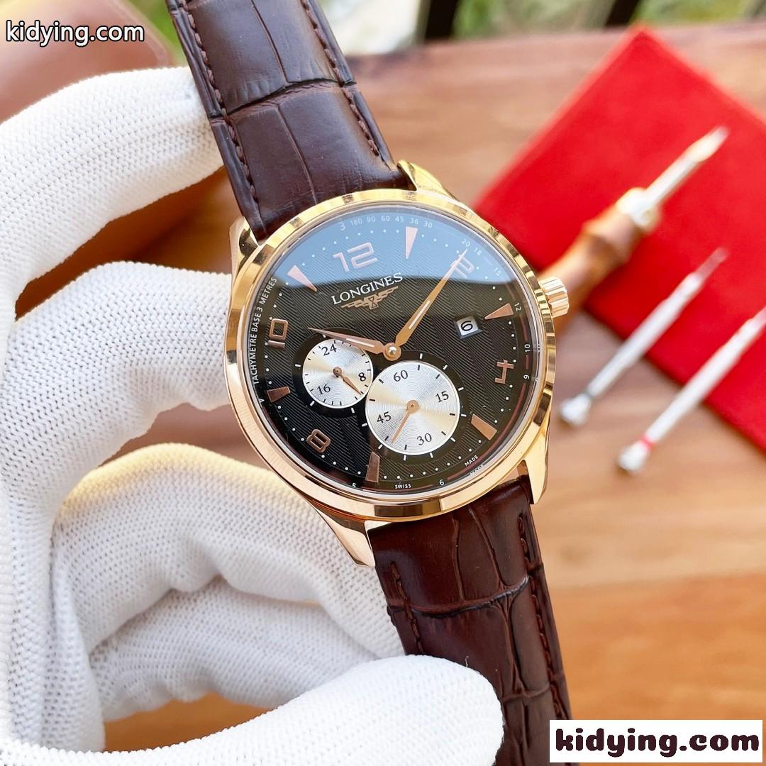 おすすめ 人気 高品質 ロンジン 時計 コピー メンズ 革ベルトミネラルガラス ステンレス 腕時計 機械式-0