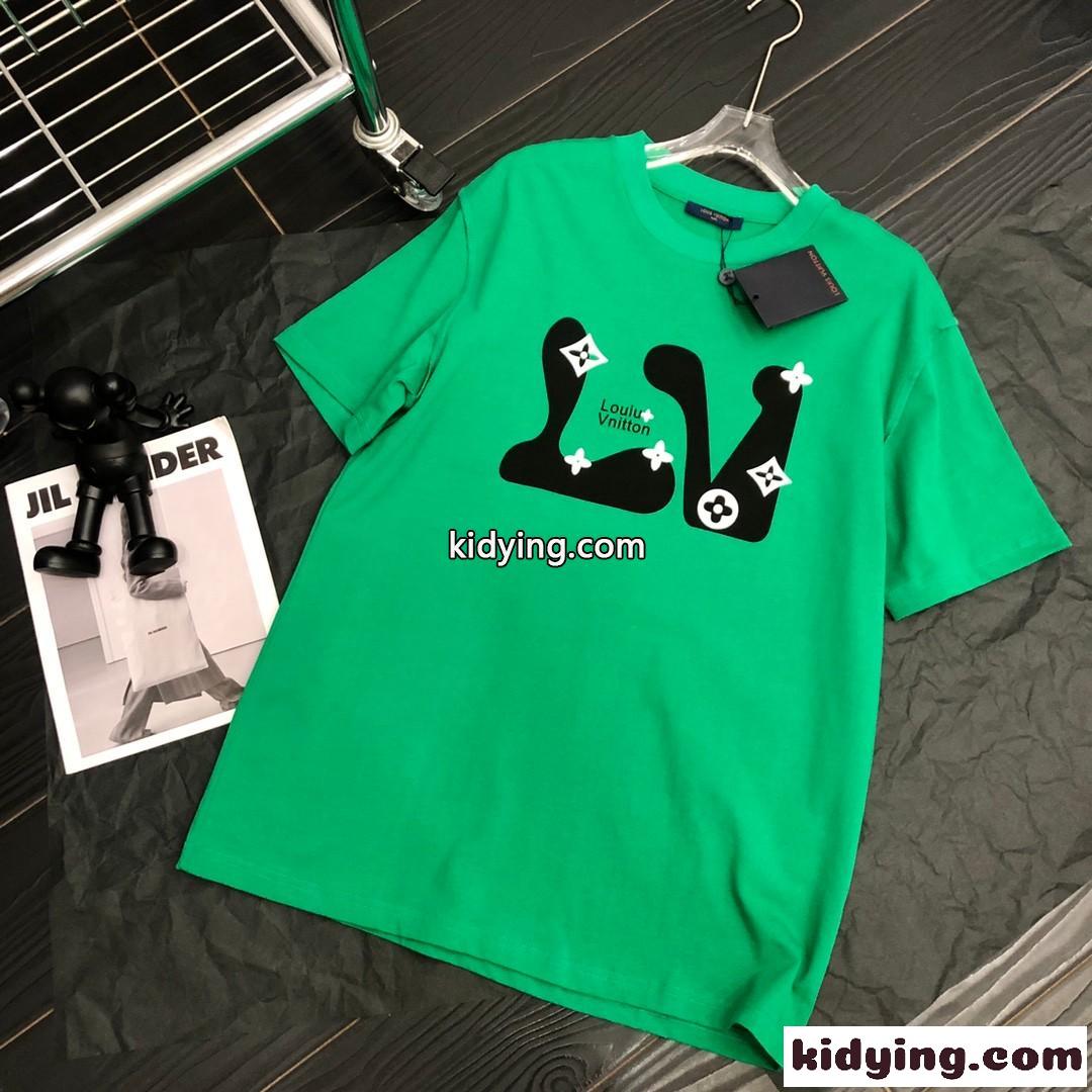 人気 ルイ・ヴィトン Tシャツ コピー 春夏 半袖 トップス カジュアル シンプル おしゃれ ロゴ プリント ゆったり-0