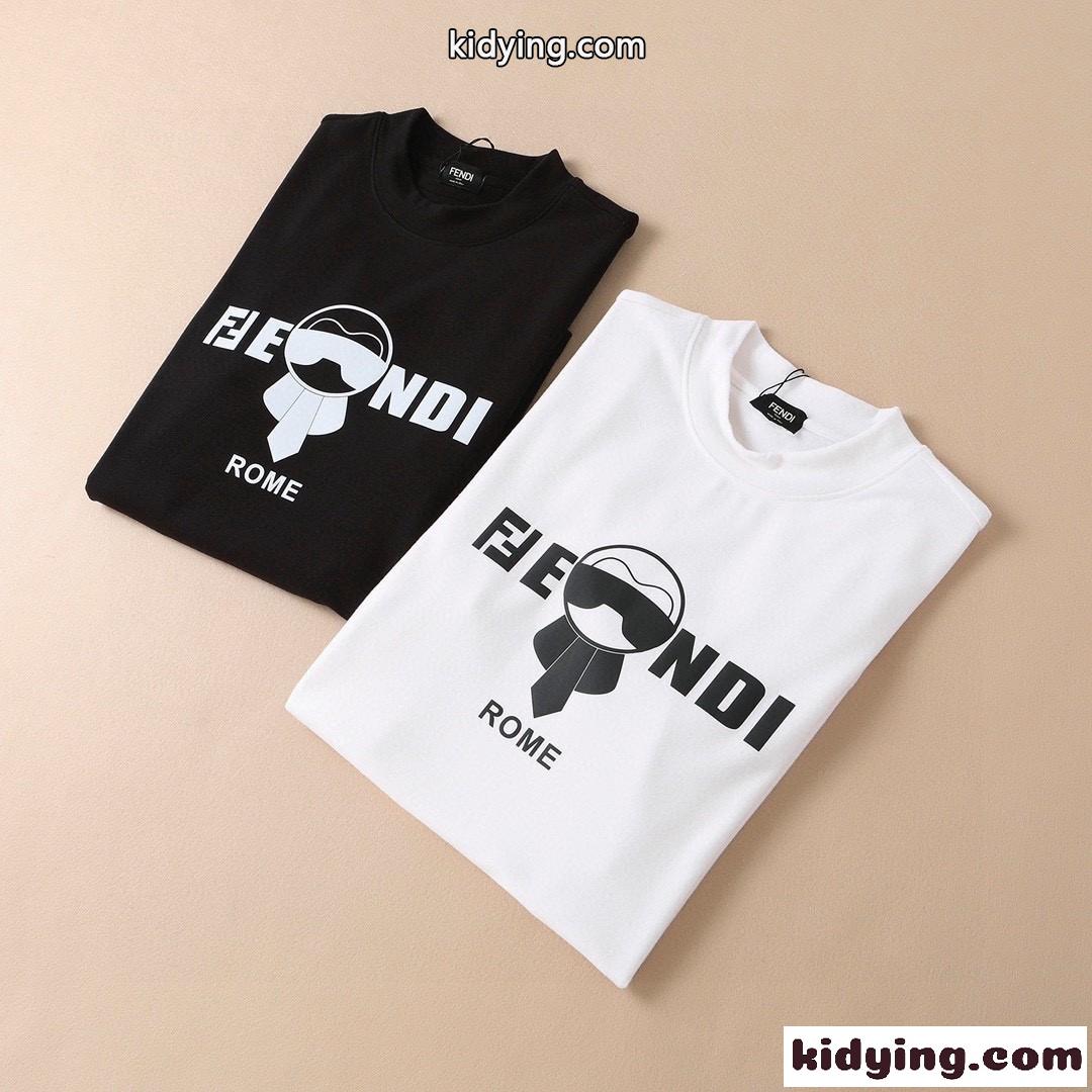 スウェード カジュアル プリント サイズ豊富 フェンディ 半袖tシャツ コピー 合わせやすい ホワイト ブラック-0