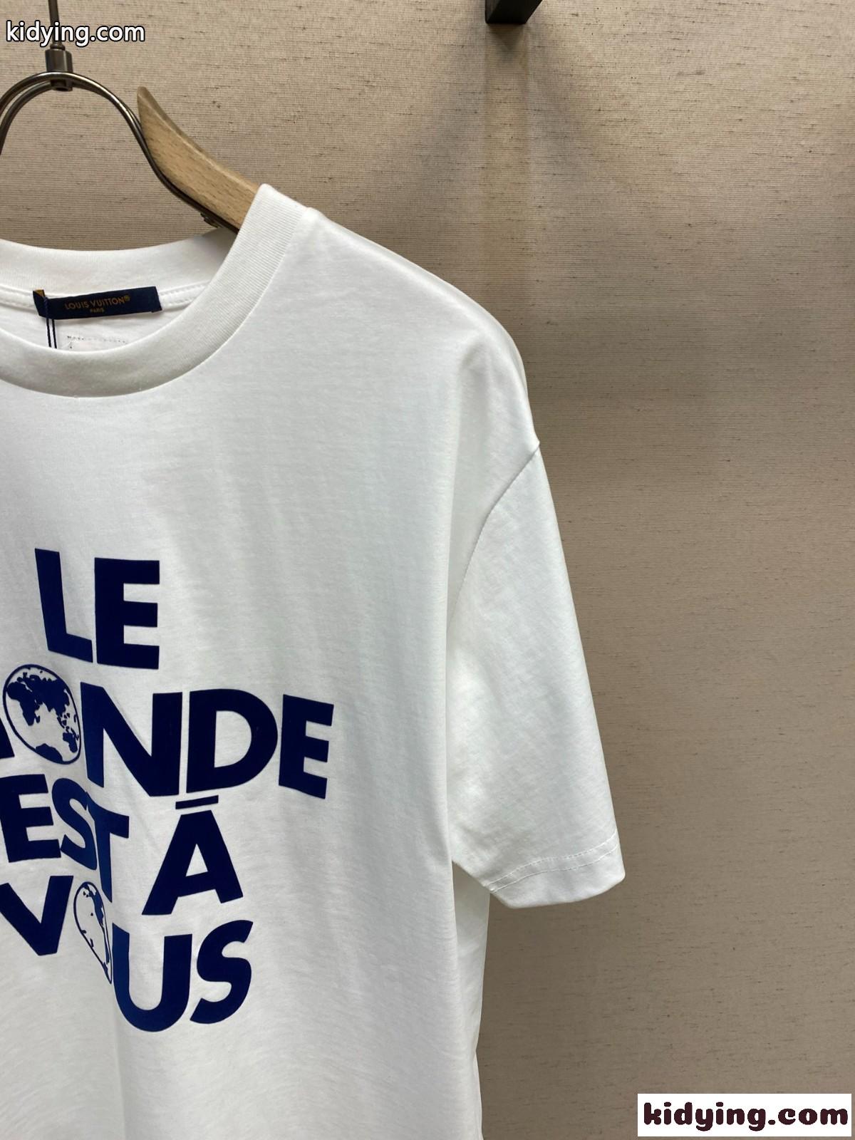 カジュアル グラフィック コットンTシャツ ルイ・ヴィトン Tシャツ コピー コットン-0