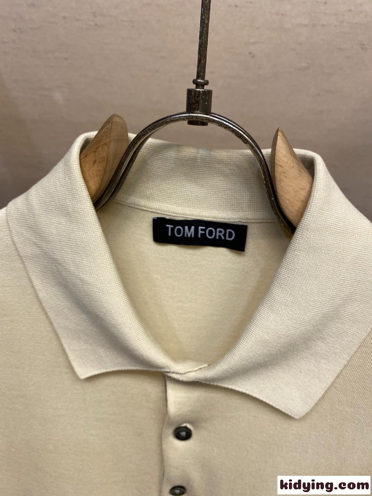 シンプル 上品 半袖 ニットポロ トムフォード ニット 偽物 ベージュ-0