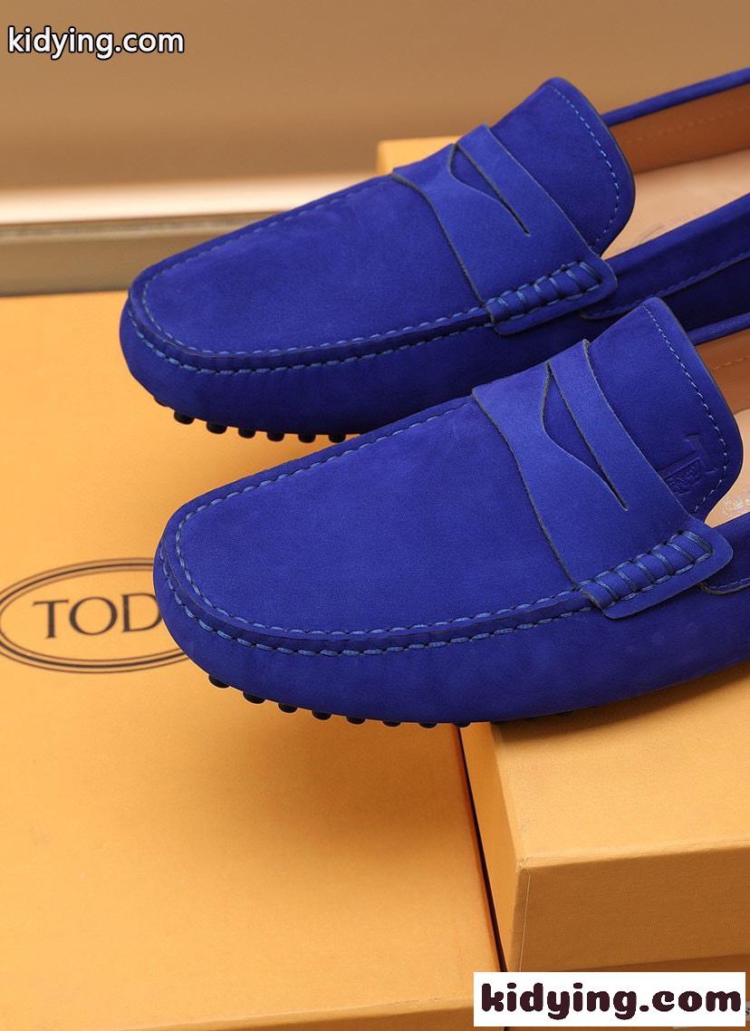 滑り止め 定番 人気 オシャレ 歩きやすい トッズ ローファー コピー メンズジューズ 靴 モカシン カジュアル ブルー-4