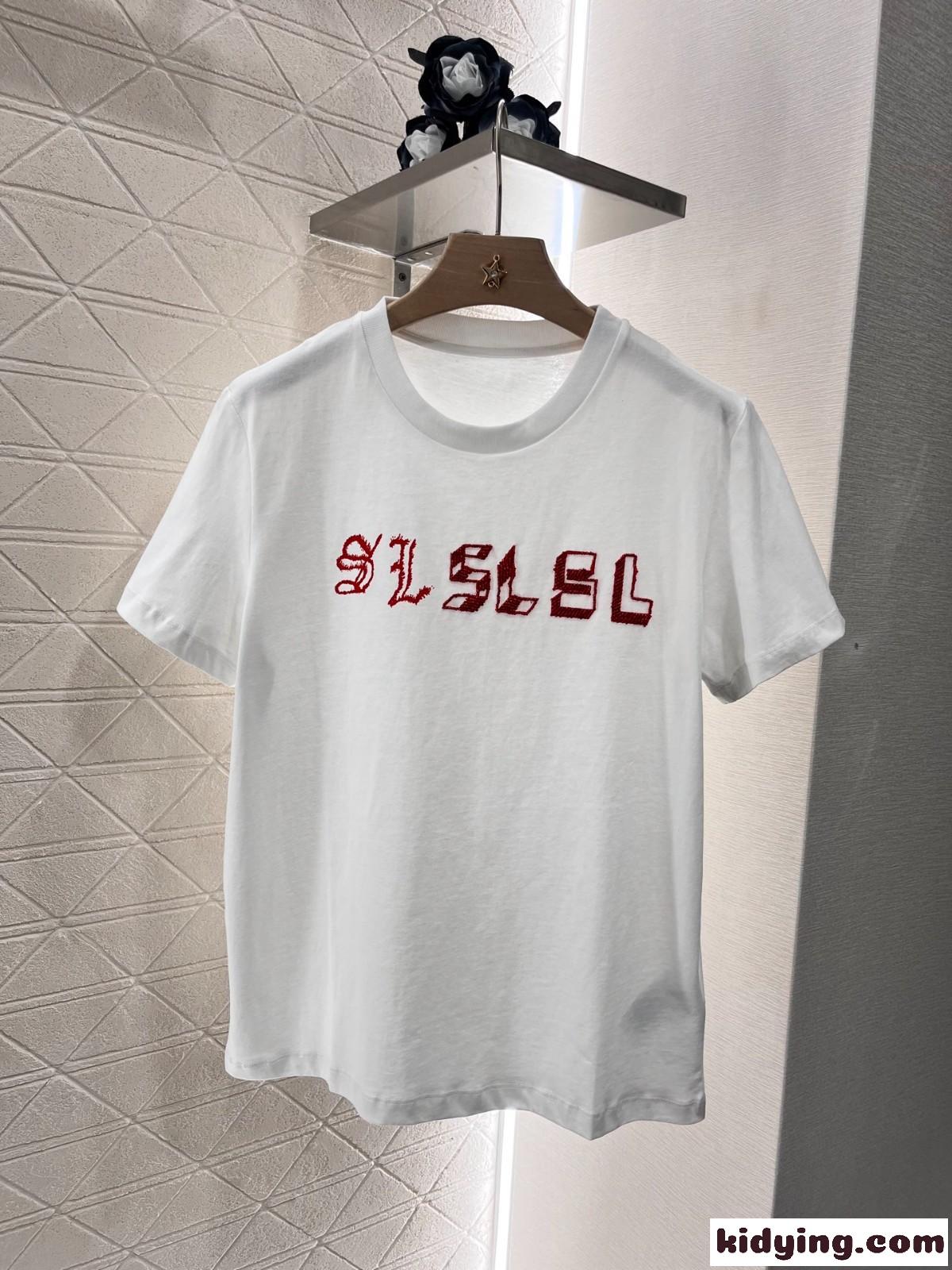 イヴ・サンローラン Tシャツ コピー シンプル ロゴ入り コットン 半袖Tシャツ-2