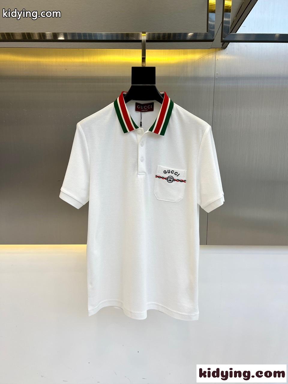 カジュアル 上品 半袖 ポロシャツ グッチ Tシャツ 偽物 コットンピケ ホワイト-0