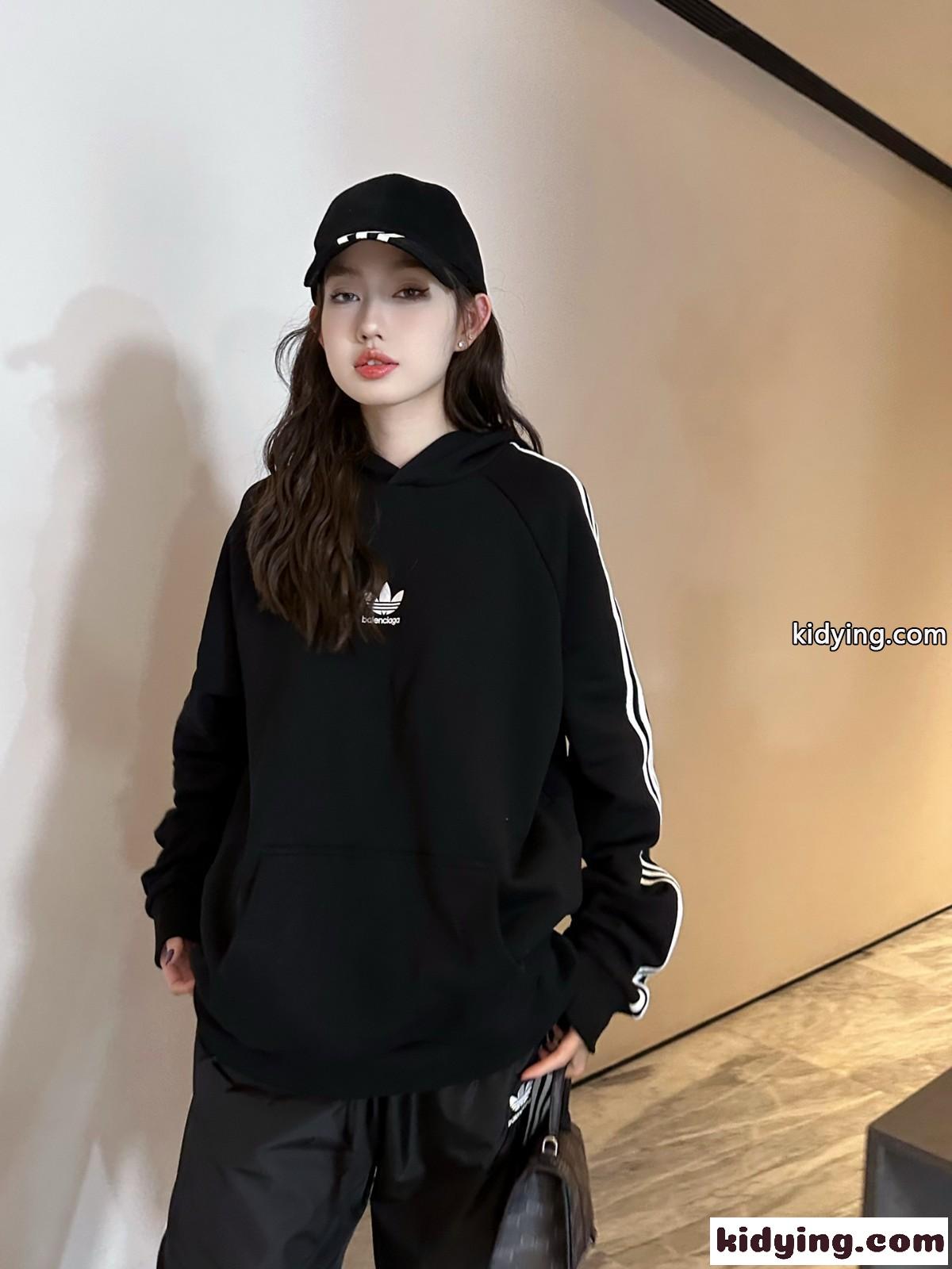 ユニセックス BALENCIAGA ×ADIDAS オーバーサイズ フーディ バレンシアガ パーカー コピー ブラック-3