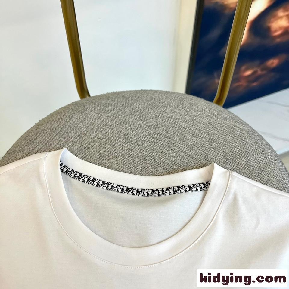 洗練された カジュアル コットン 半袖Tシャツ クリスチャン・ディオール Tシャツ コピー ホワイト-2