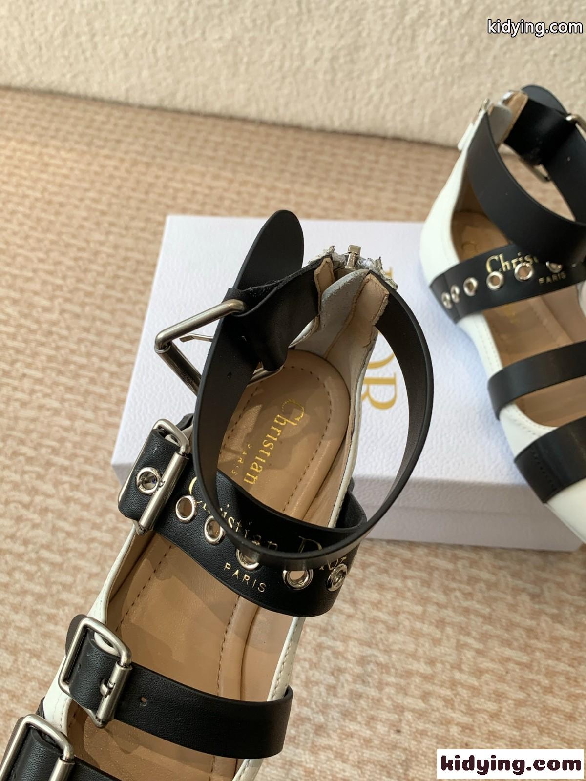 エレガント お洒落 Dior Punk バレリーナ スーパーコピー レザー ホワイト-3