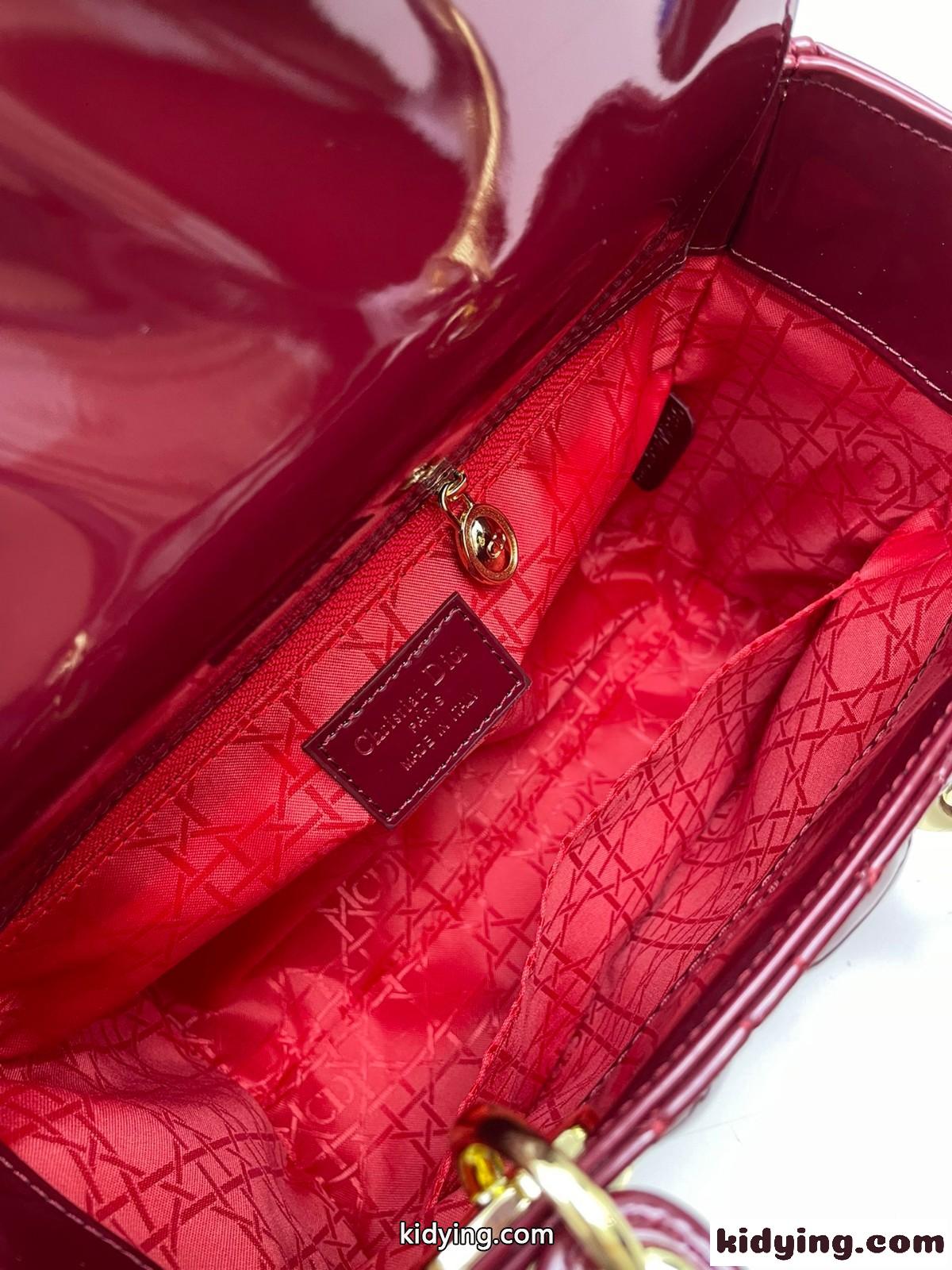 クリスチャン・ディオール バッグ コピー ハンドバッグ LADY DIOR パテントレザー ミディアムバッグ-4