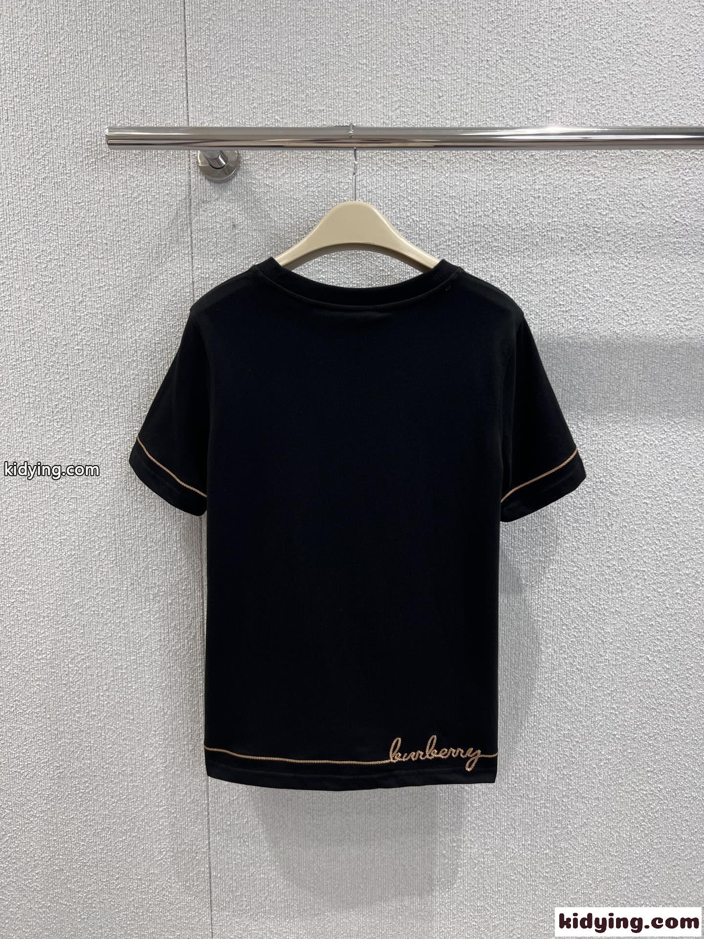 Bハート コットンTシャツ バーバリー Tシャツ コピー クルーネック ブラック-2
