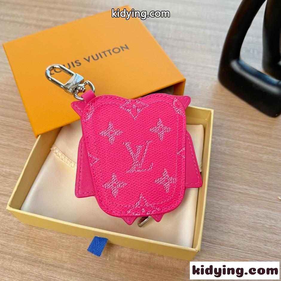 ルイ・ヴィトン キーホルダー 偽物 バッグチャーム・LV オウル ローズピンク-1