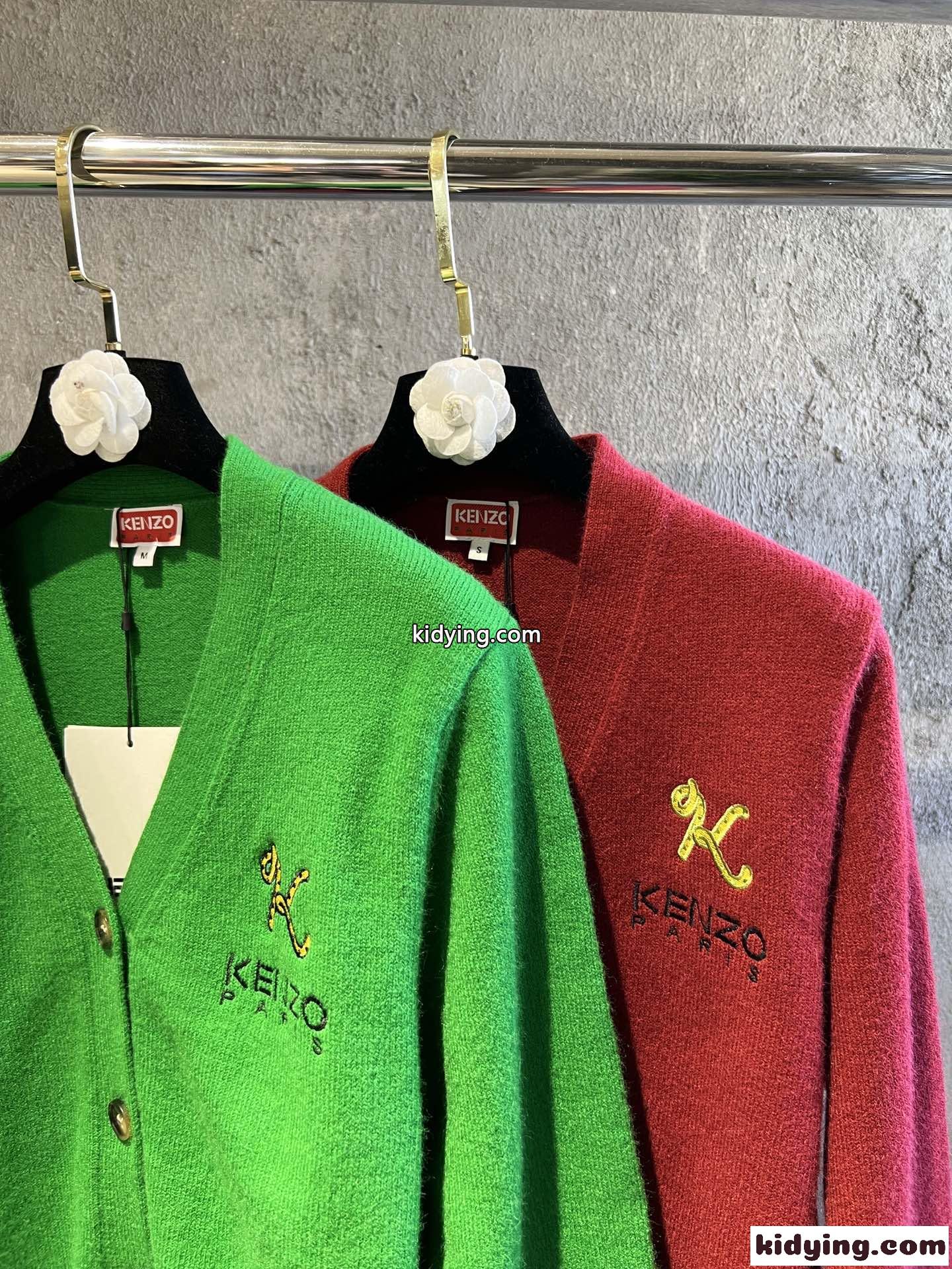 ケンゾー カーディガン コピー 着心地いい スウィート おしゃれ Vネック ロゴ 刺繍-0