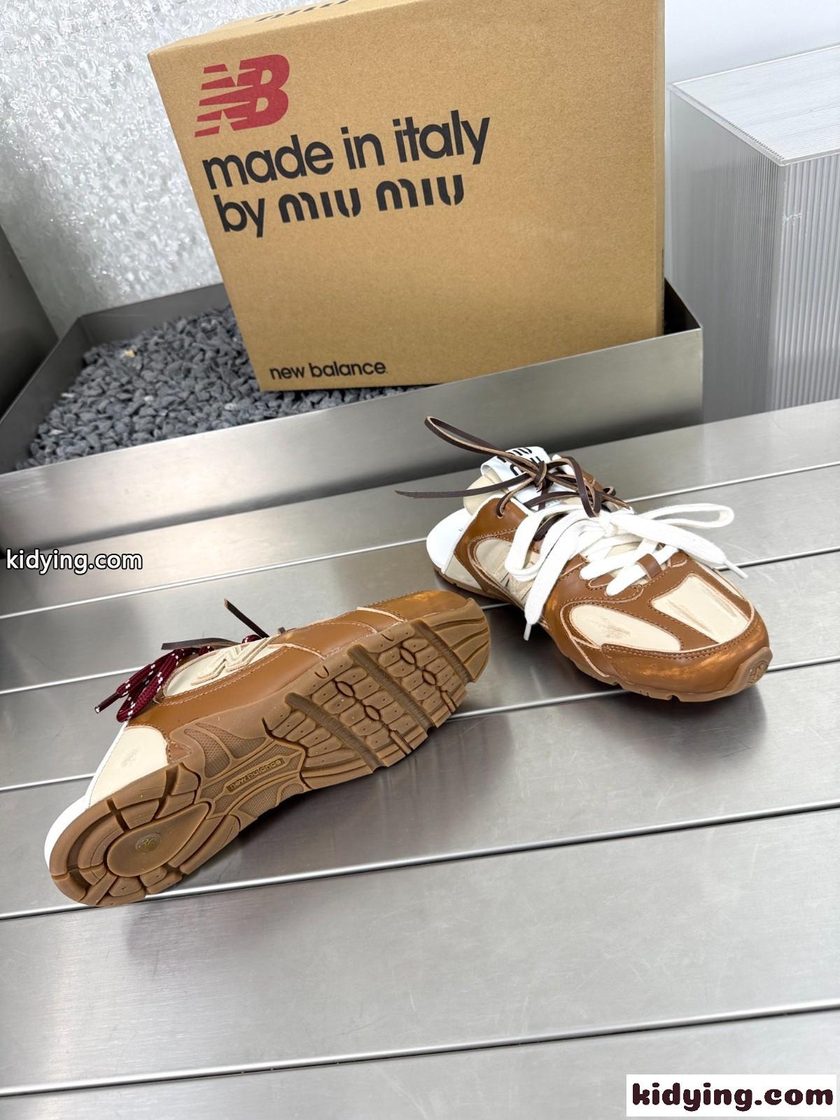 New Balance x Miu Miu 530 SL ミュールスニーカースーパーコピー ブラウン-4