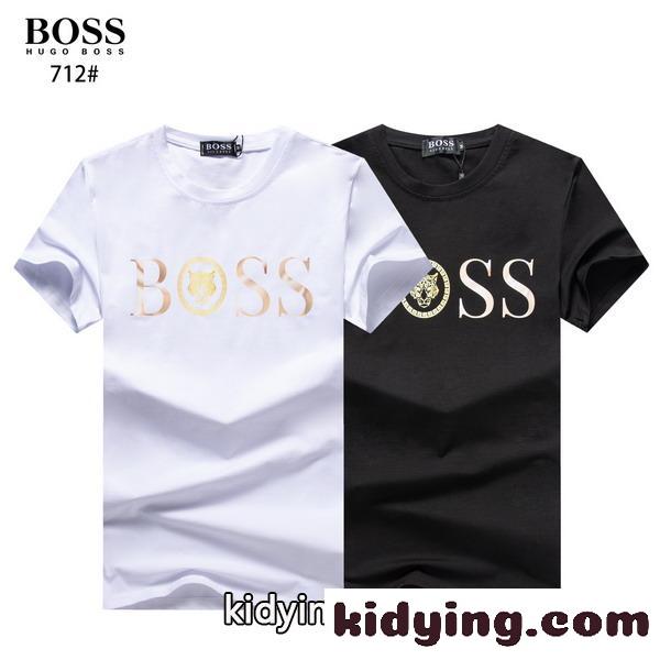 カジュアル ヒューゴ・ボス tシャツ コピー 半袖 トップス シンプル ロゴ 着心地いい クルーネック ホワイト ブラック-0