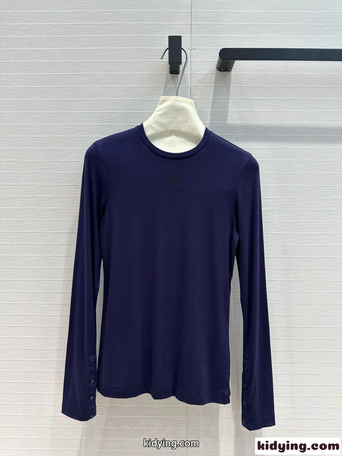 シンプル カジュアル 合わせやすい ロエベ Tシャツ コピー 長袖Tシャツ ネイビー-2