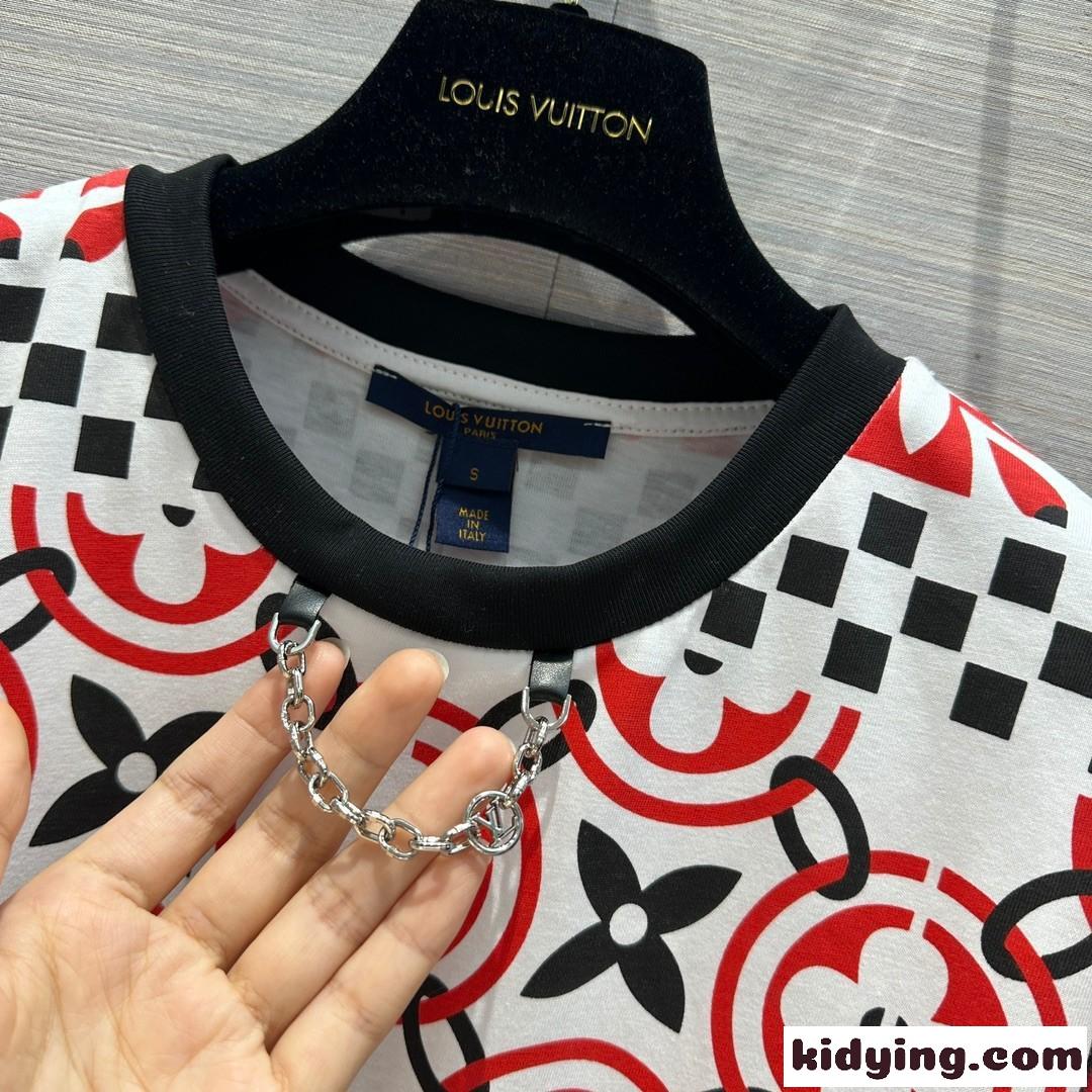 モノグラムタイルTシャツ ルイ・ヴィトン Tシャツ コピー クルーネック 半袖-0