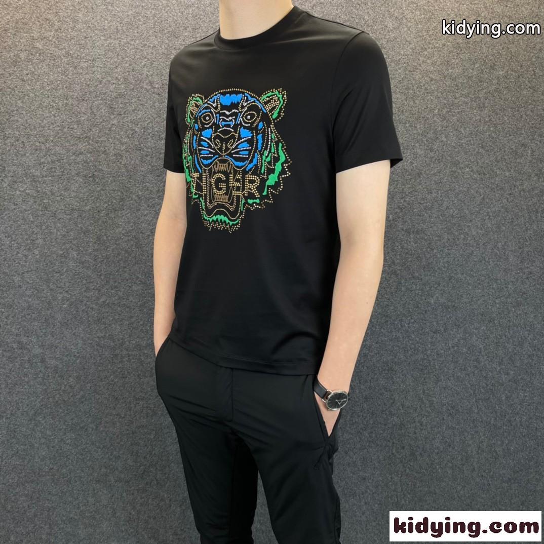 柔らかい 着心地いい 春夏 メンズ クルーネック 半袖 ケンゾー tシャツ コピーカジュアル おしゃれ トップス-1