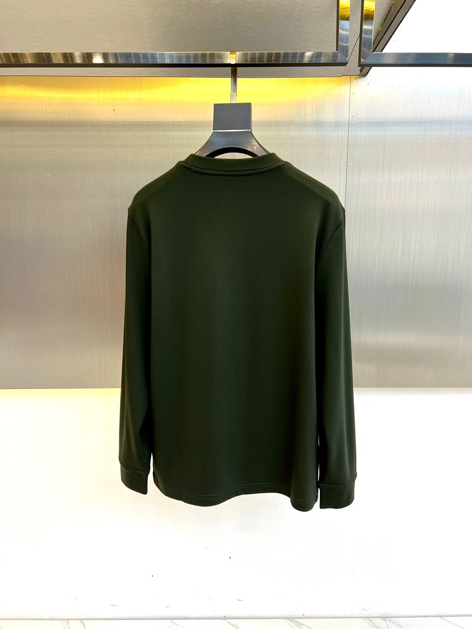 シンプル ストレッチ クルーネック 長袖Tシャツ フェンディ Tシャツ コピー グリーン-4