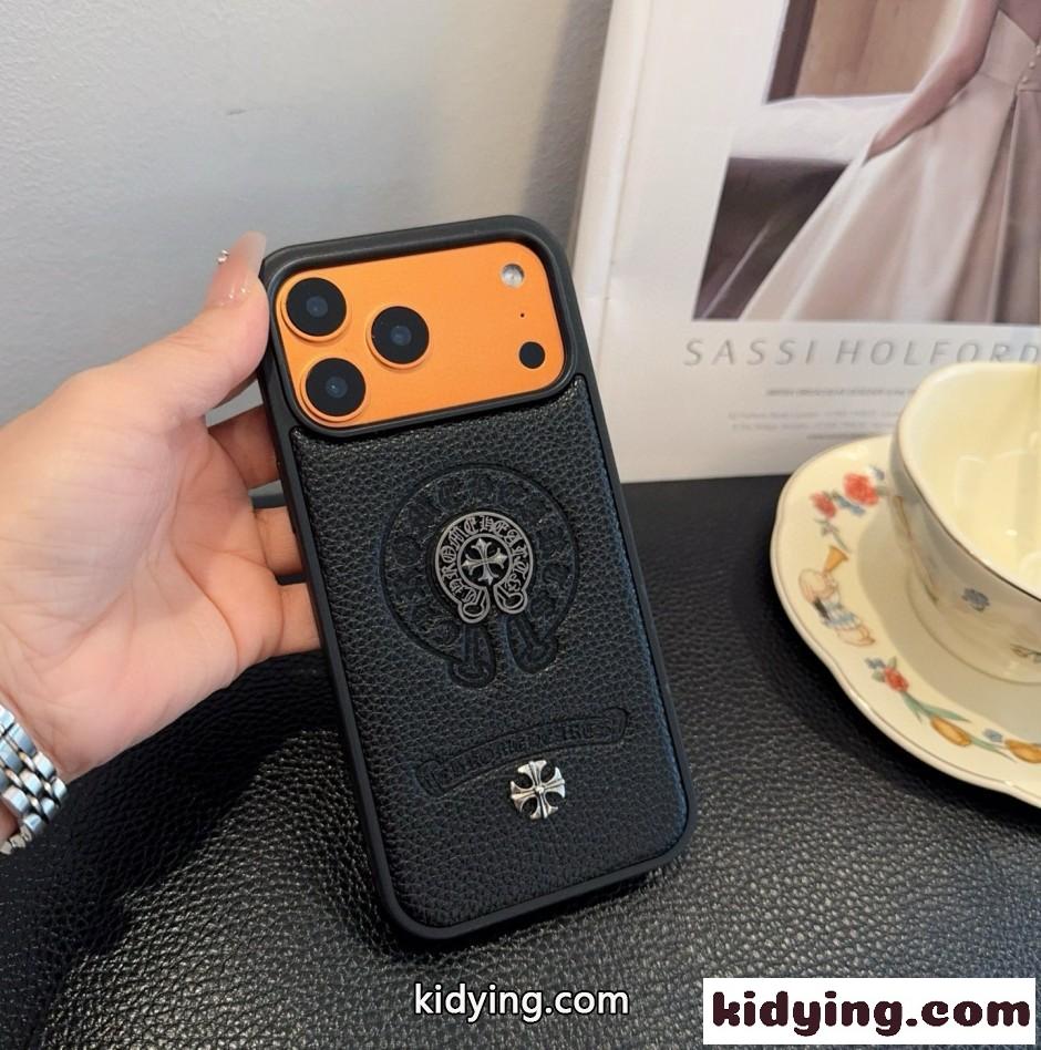 クロムハーツ 携帯ケース 偽物 クロスモチーフ レザー iPhoneケース-4