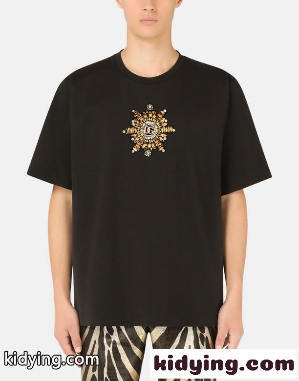 お洒落 かっこいい ラウンドネック メタルロゴ ドルチェ&ガッバーナ Tシャツ コピー メンズ 半袖-0