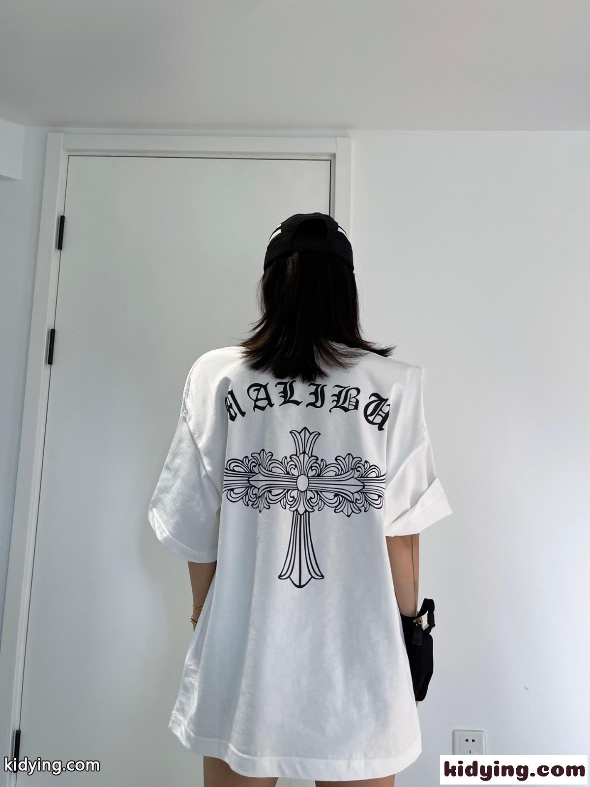 ユニセックス クロムハーツ 半袖Tシャツ コピー カジュアル ストリート系 クルーネック ルーズ 体型カバー-4