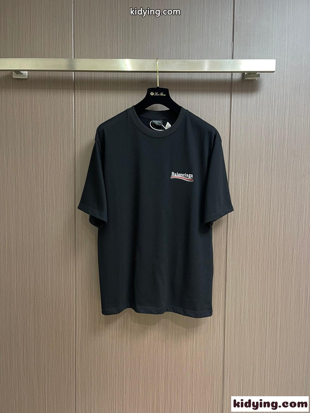 人気 POLITICAL CAMPAIGN 半袖Tシャツ バレンシアガ Tシャツ コピー ブラック-0