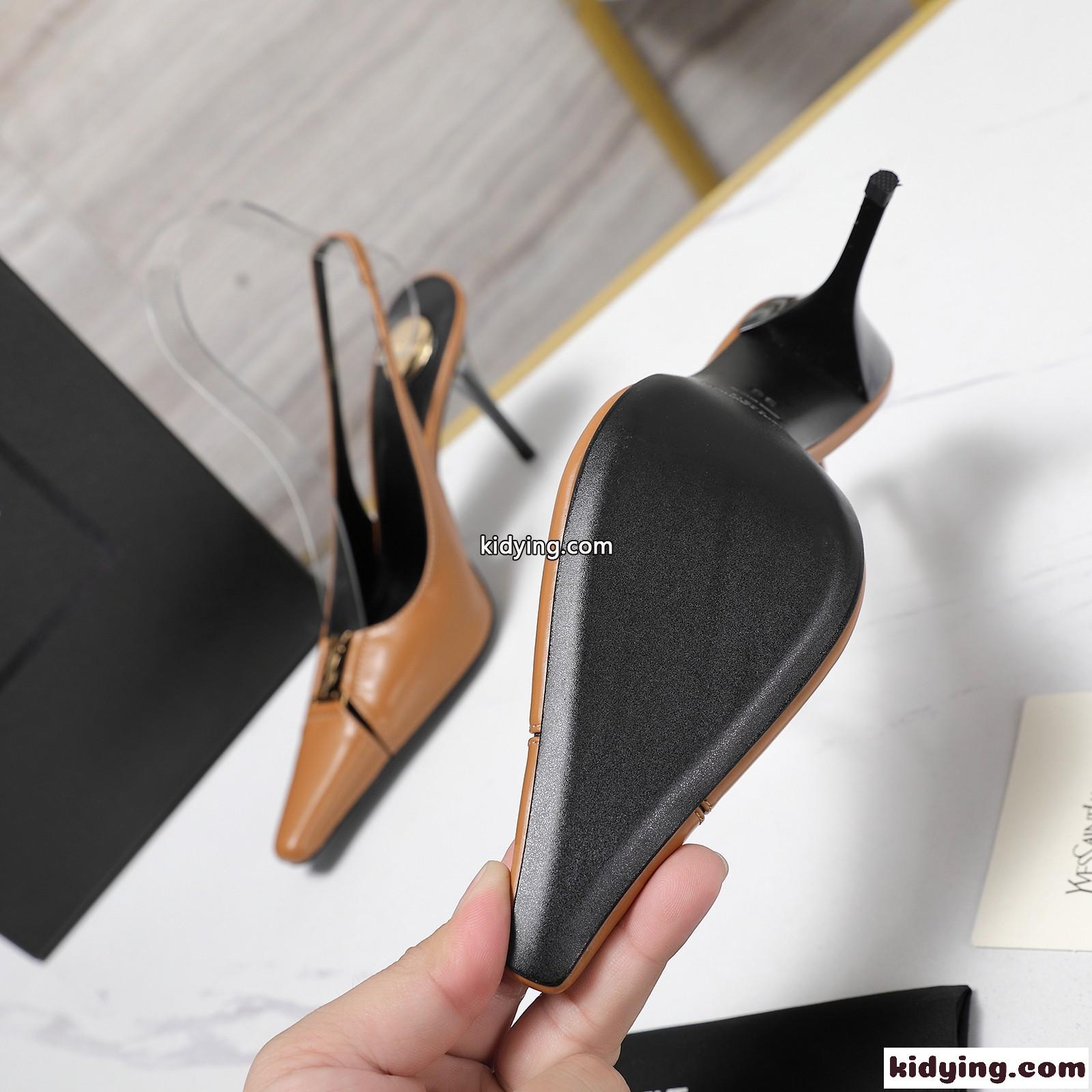 YSL バビロン ブルトイユ スリングバックパンプス スーパーコピー ブラウン-4