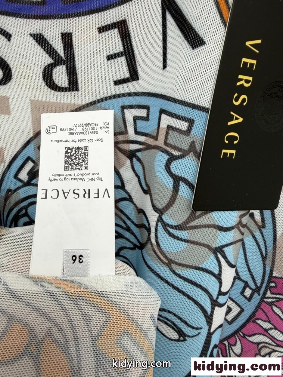 メデューサ マルチカラー メッシュ トップス ヴェルサーチ Tシャツ 偽物 ホワイト-3