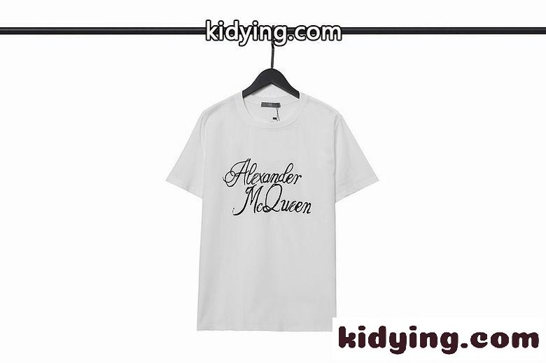 シンプル ロゴ おしゃれ クルーネック アレキサンダー・マックイーン  半袖Tシャツ コピー 快適 カジュアル ホワイト ブラック-3