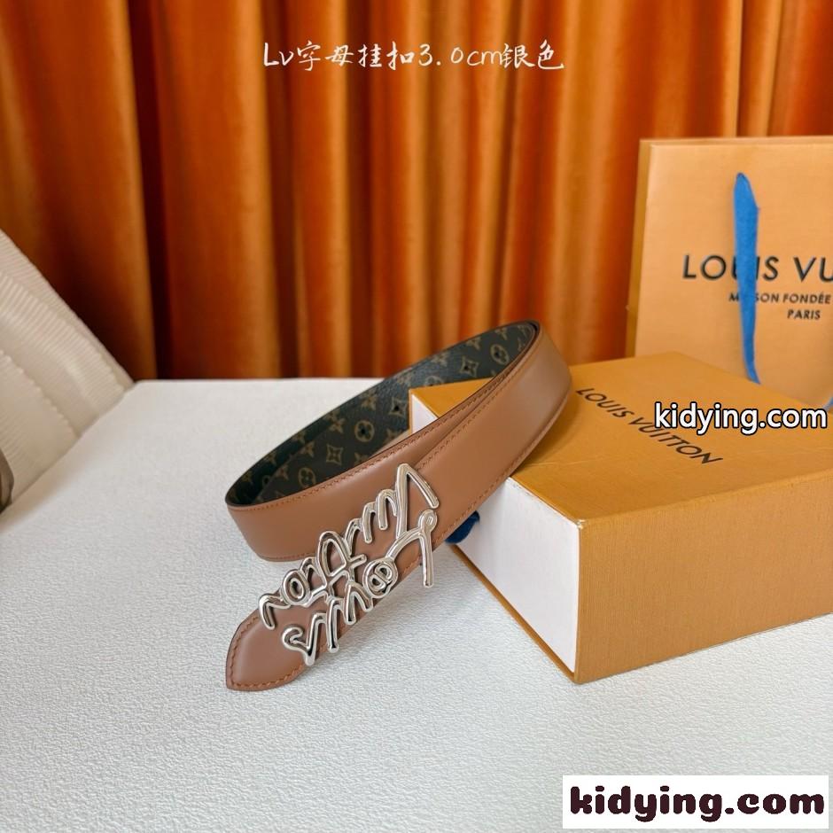 ルイ・ヴィトン ベスト スーパーコピー ベルト・LV スクリプト 30MM ブラウン-3