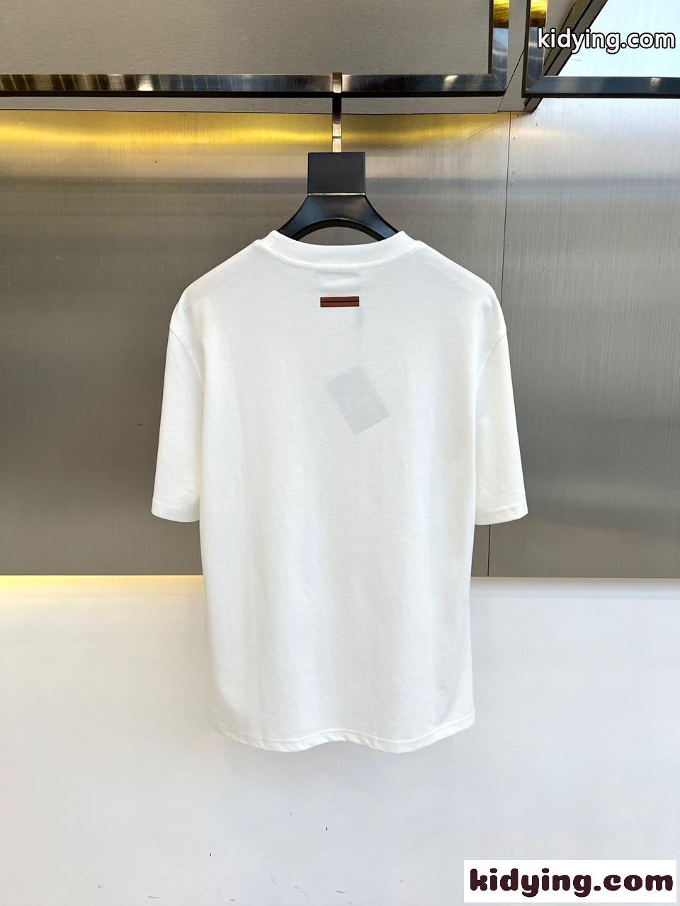お洒落 ロゴプリント 半袖Tシャツ エルメネジルド・ゼニア Tシャツ 偽物 ホワイト-3