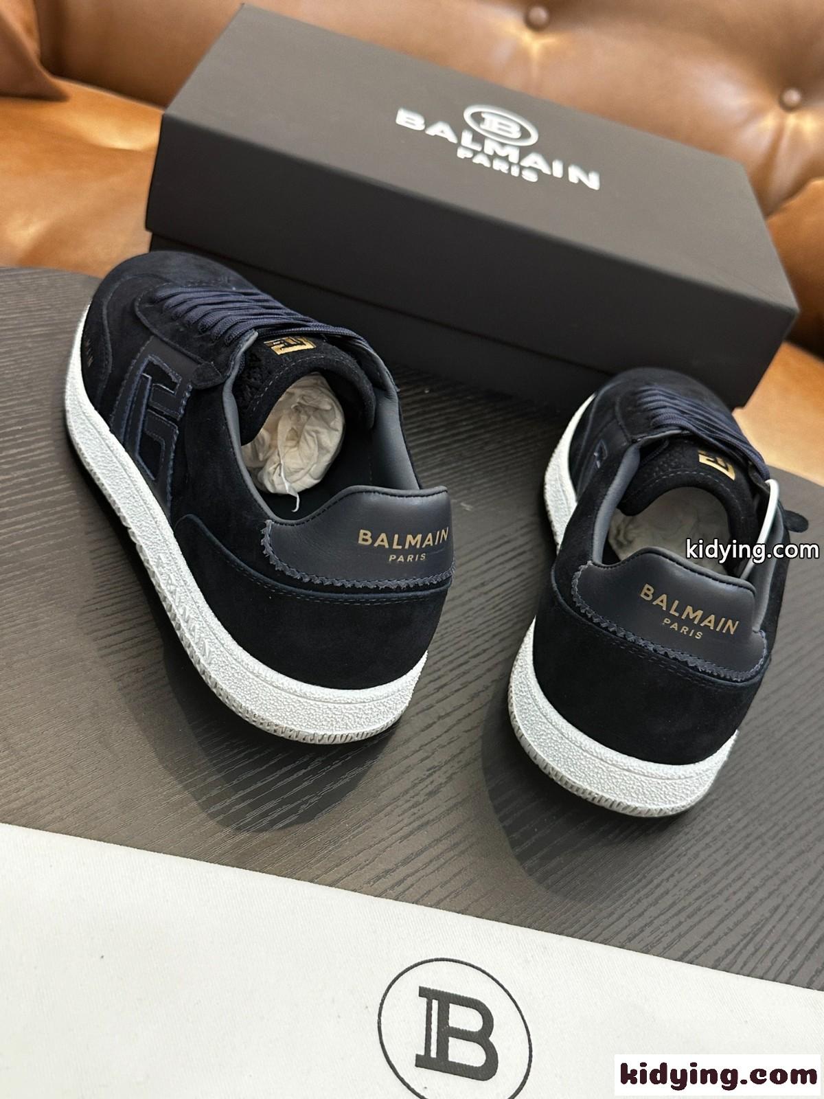 定番 カジュアル Balmain Swan スエードスニーカー バルマン スニーカー スーパーコピー-1