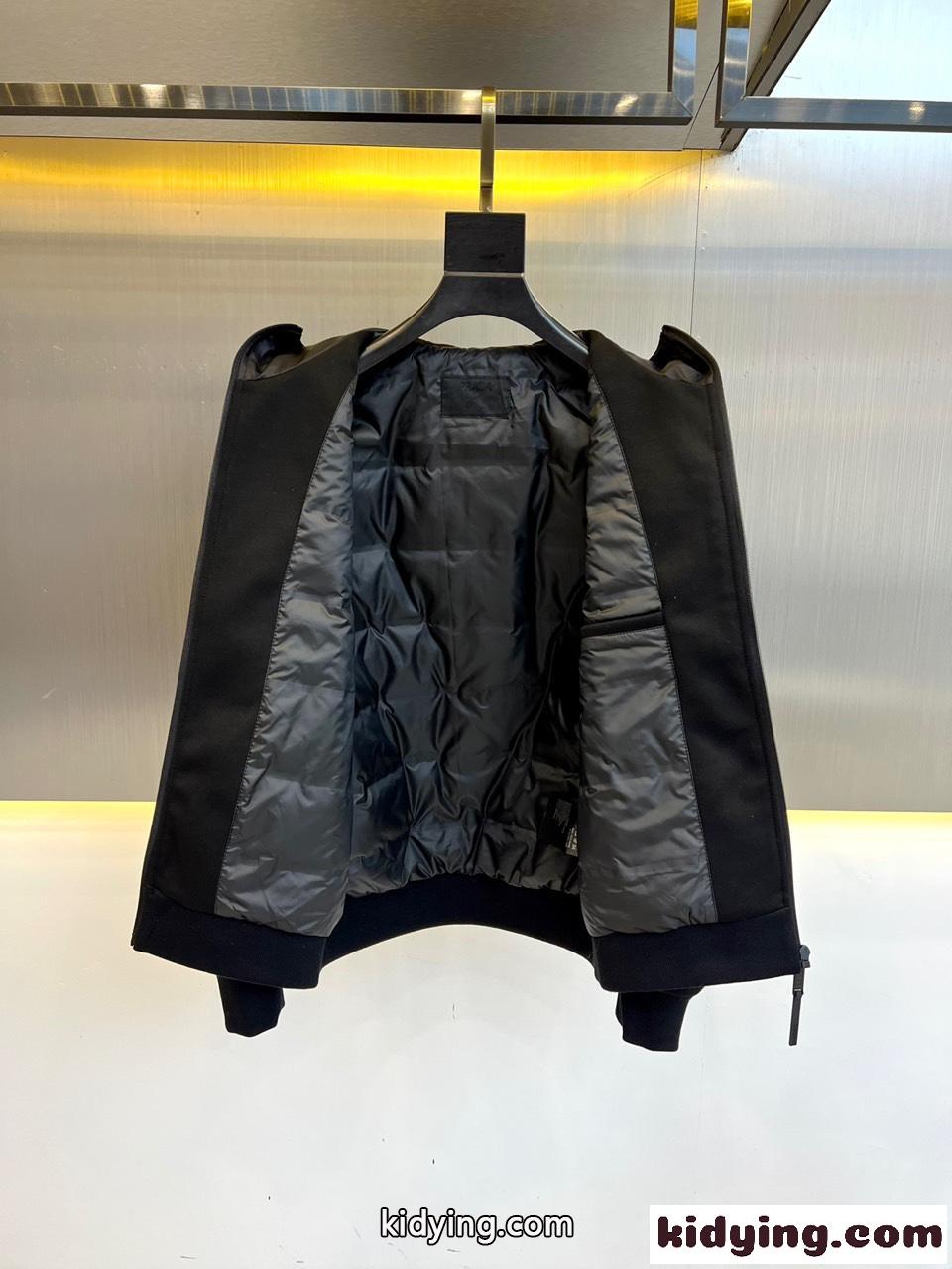 カジュアル 上品 切り替え プラダ ジャケット 偽物 メンズ 秋冬 中綿入り-3