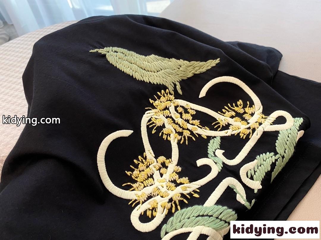 定番 ゆったり ラウンドネック ロエベ 半袖tシャツ コピー シンプル 合わせやすい 刺繍入り ブラック-3
