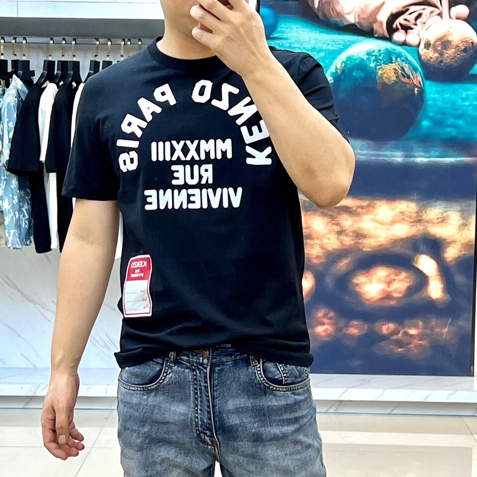KENZO RUE VIVIENNE プリント クルーネック ケンゾー Tシャツ コピー ブラック-2