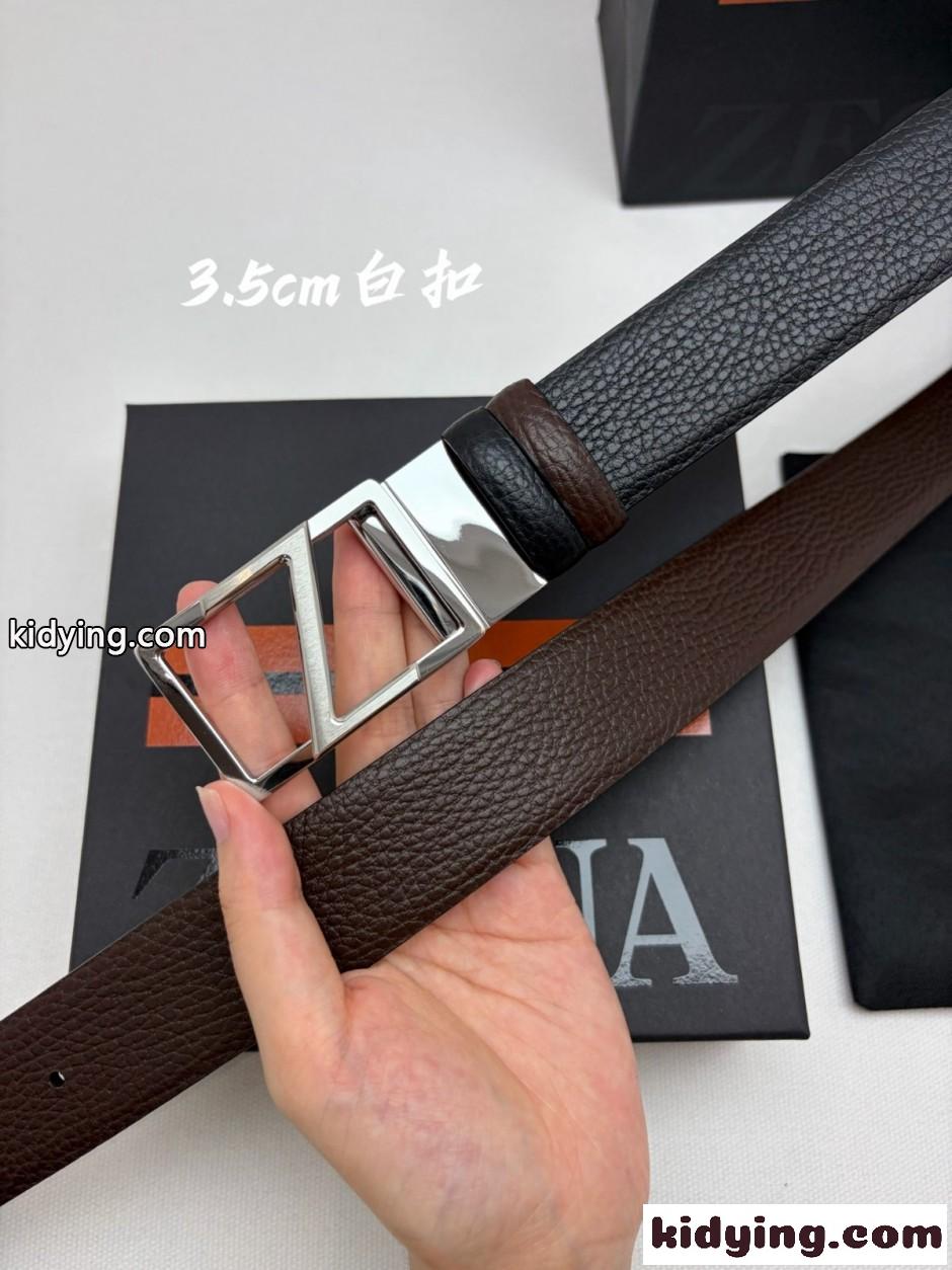 スタイリッシュ エルメネジルド・ゼニア ベルト 偽物 レザー リバーシブルベルト-2